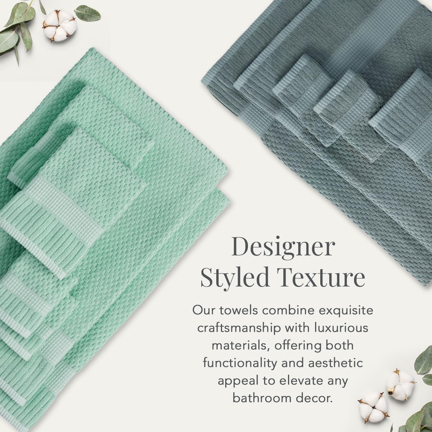 NY Loft Trinity Collection Set de 6 toallas de mano, 100 % algodón, con textura y resistentes, muy suaves y absorbentes, de secado rápido, 40,6 cm x 71,1 cm, verde wasabi