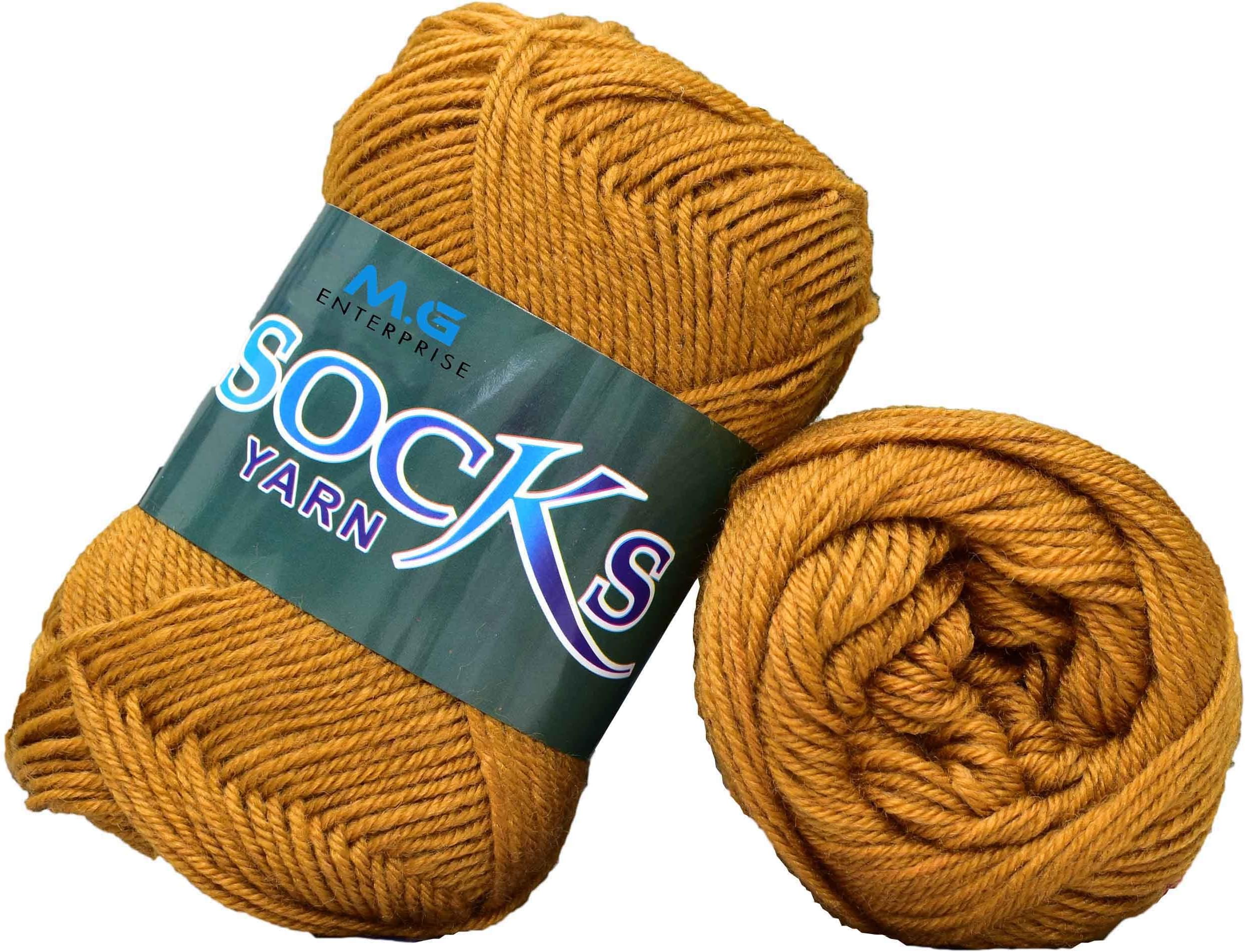 M.G ENTERPRISE Premium Socks high Strength Nylon Yarn Suitable for Socks, Accessories, and Home Decor. 500 gm Mustard, Suitable for Both Crocheting & Knitting. EG