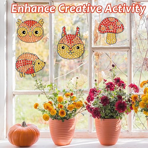 Miniatura 5 de Atrapasoles de diamantes para manualidades de otoño, gemas con forma de animal, manualidades, kits de atrapasoles para niños, kits de pintura de