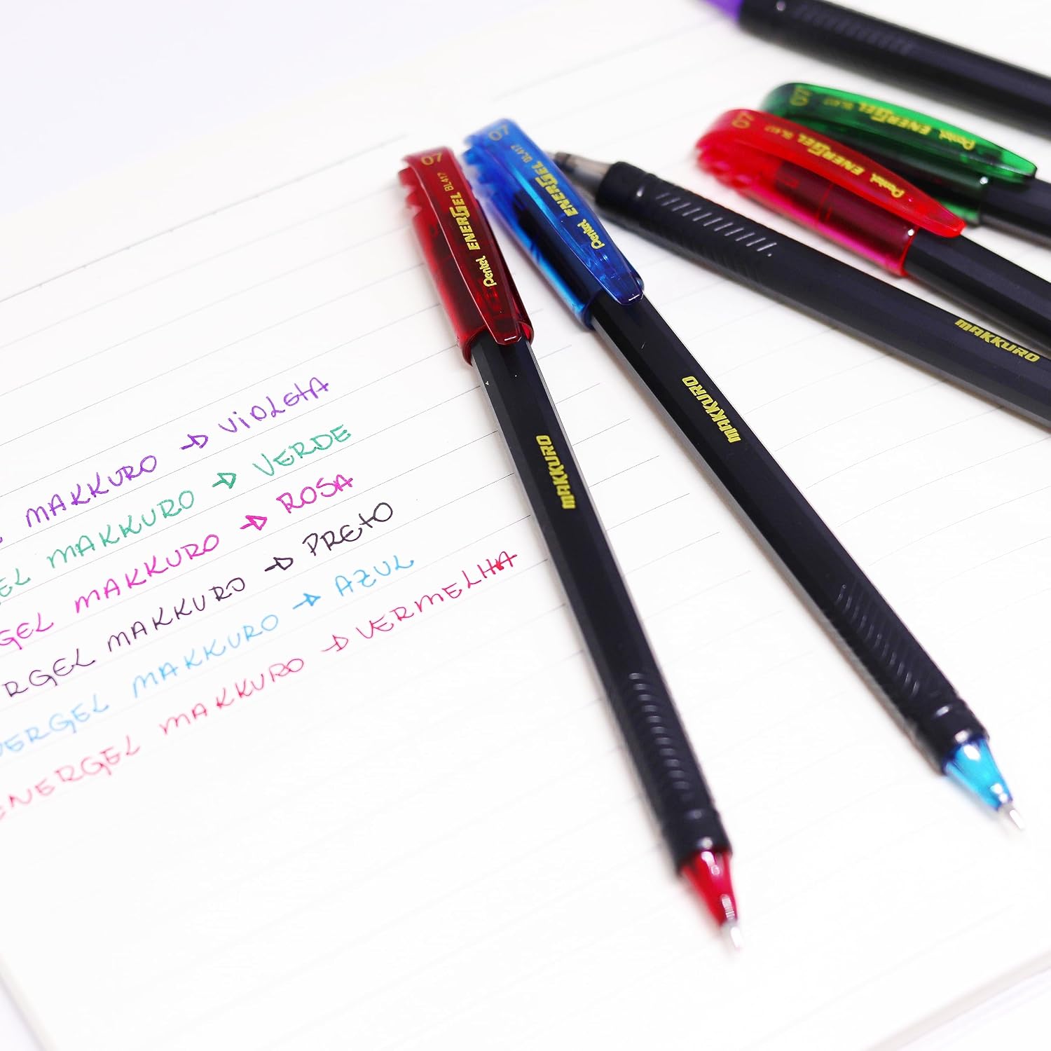 Caneta Energel Makkuro, Pentel, Laranja, 0.7 Mm