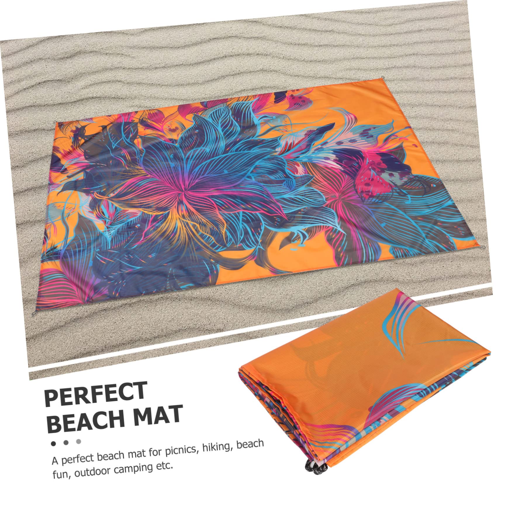 Abaodam 2 Pièces Tapis De Sol Étanche Tapis De Plage Léger De Pique- D'extérieur Sable UV Mer De Plage Pliable Nattes De Plein Air Toile Polyester Imperméable