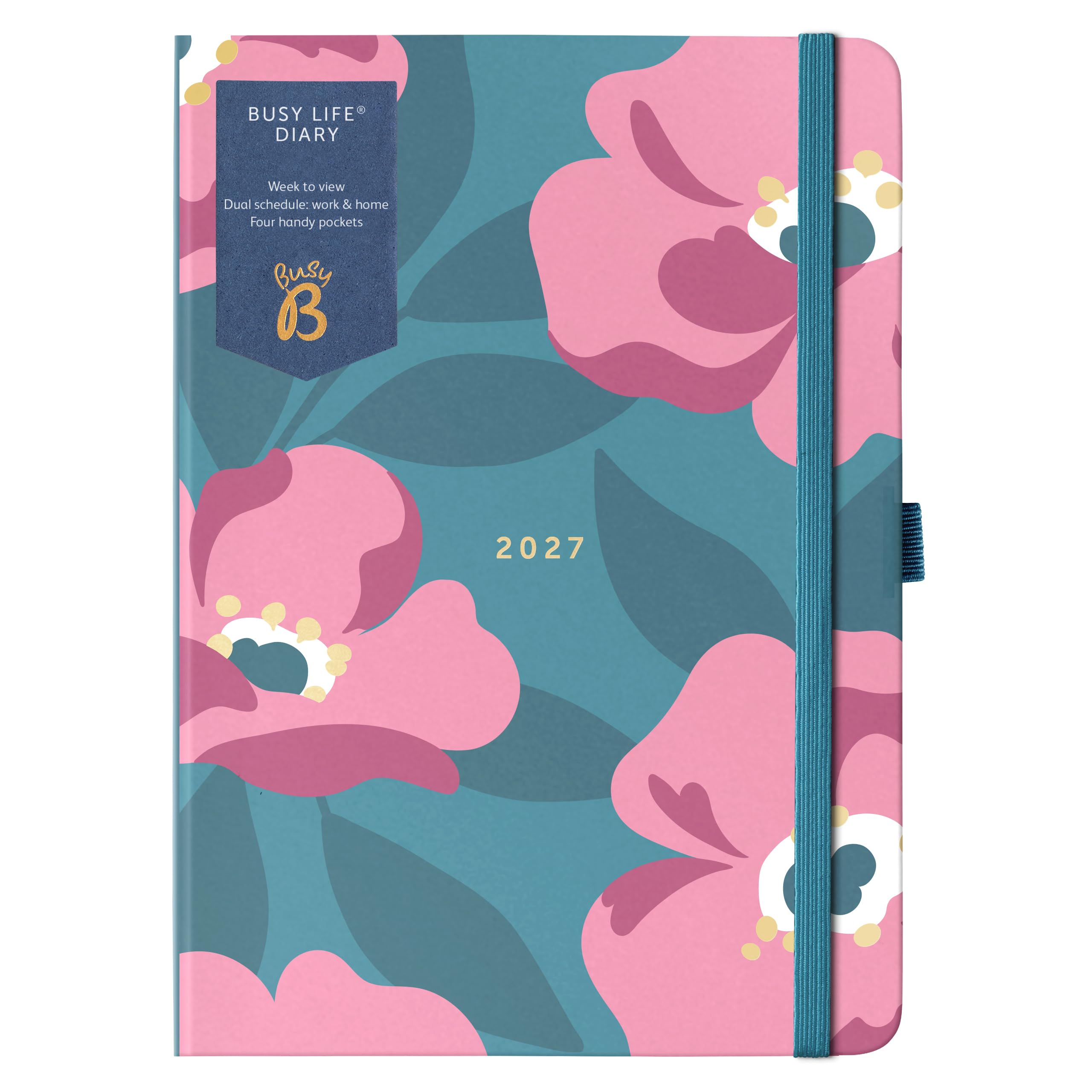 Busy B A5 2027 Diary - Dual Schedule Weekly Planner - Teal Floral