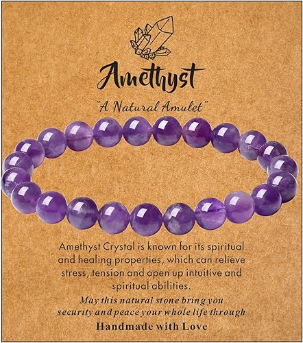 XIANNVXI Pulseras de cristal para mujer, pulsera de cuentas de 0.315 pulgadas, elástica, elástica, curativa, para la ansiedad, pulsera de cristal