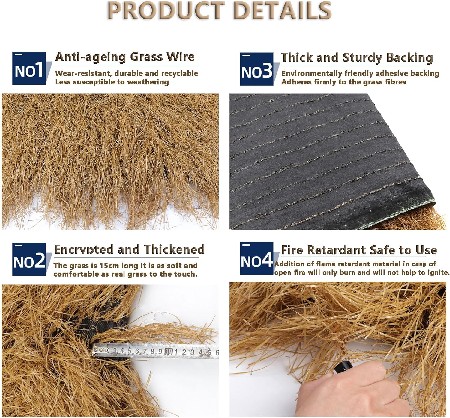 Mexican Artificial Straw Roll Synthetic Thatch Grass Roof Fireproof Synthetic Palm Thatch Roll, Palapa Thatch Roofing, Duck Blinds Grass(Size:1x8m(39.3inX314.9in))