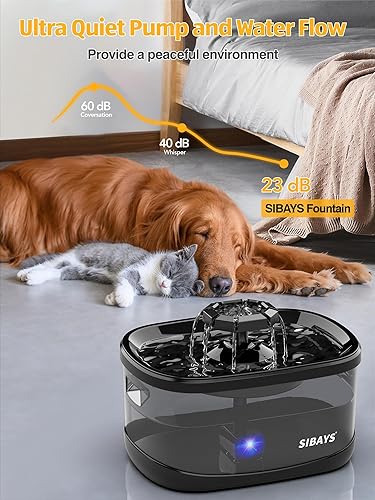 Miniatura 5 de SIBAYS Fuente de agua para perros de 2.5 gales9.5 L, 3 modos de flujo, fuente de agua para mascotas, dispensador de agua para perros con filtro