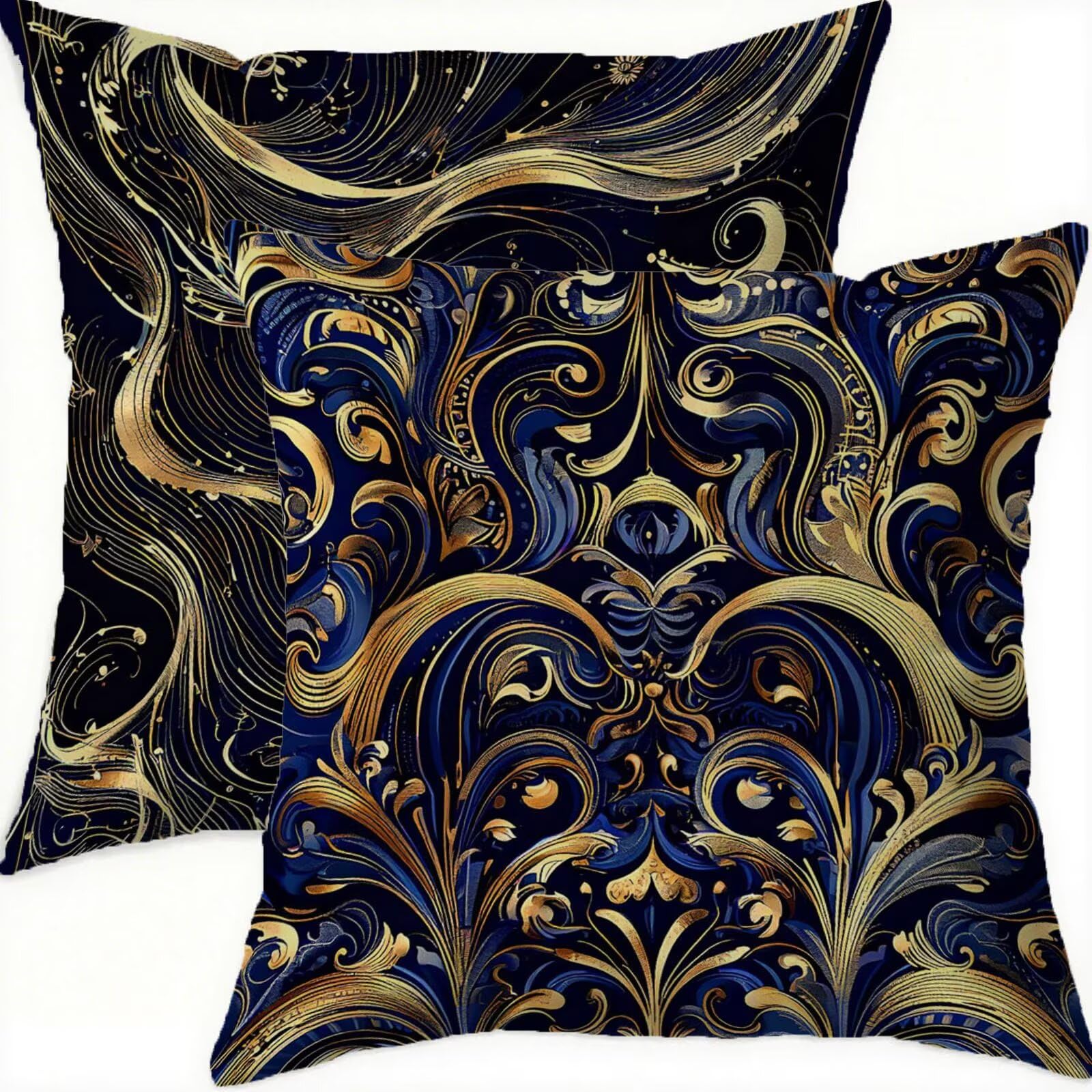 Housse coussin 65x65cm vintage velours taie oreiller doré double face imperméable pour canapé