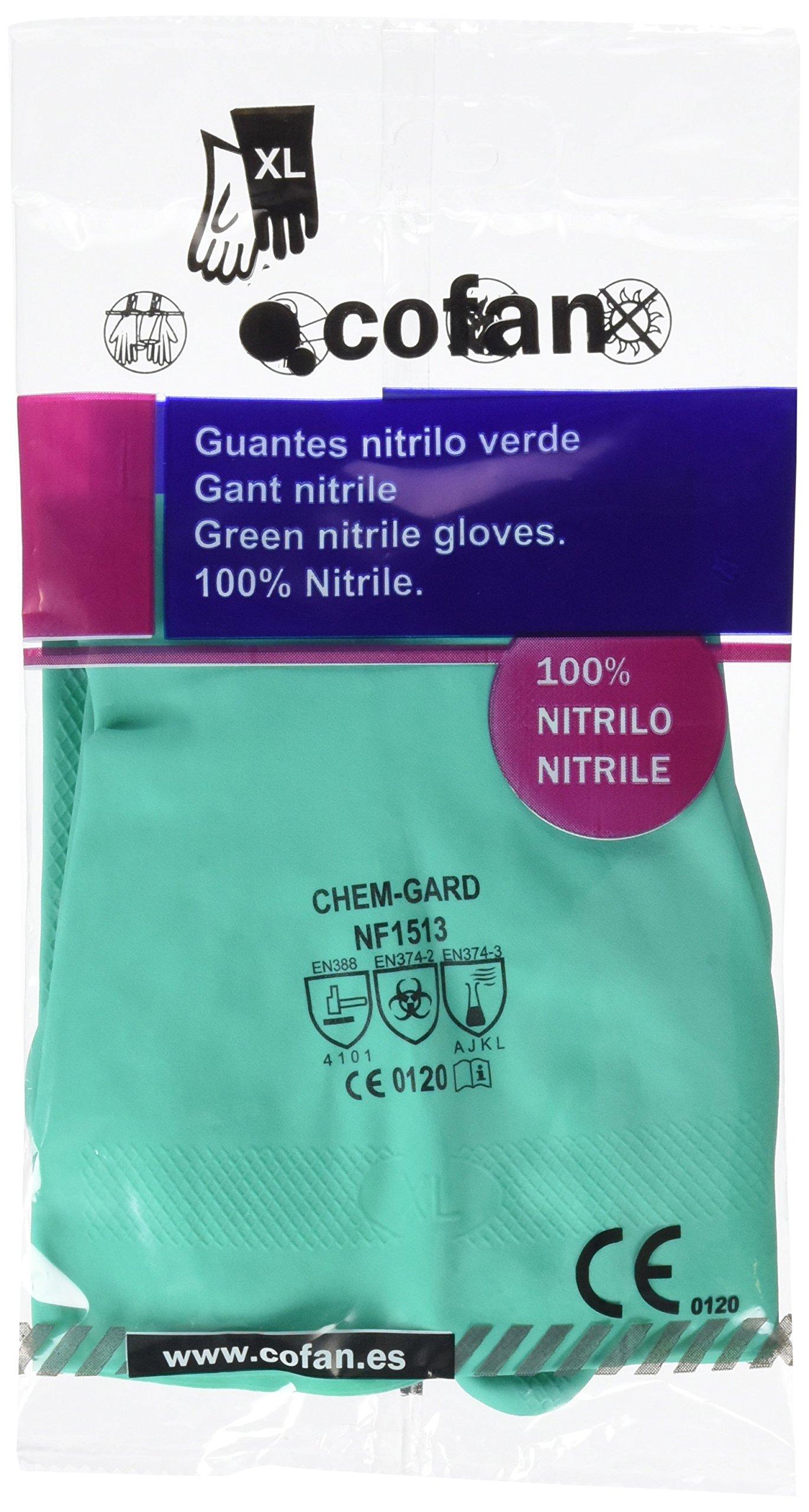 GUANTE NITRILO VERDE S/SOP. TALLA 9,5(XL) - Unid: 12