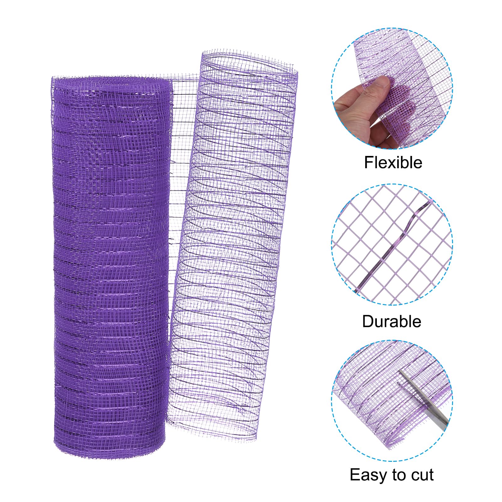 PATIKIL Decorative Mesh Ribbon, 10 Inch x 10 Yard Mesh Ribbon Roll Foil Metallic for Christmas Tree Wreath Decoration Purple - Image 3