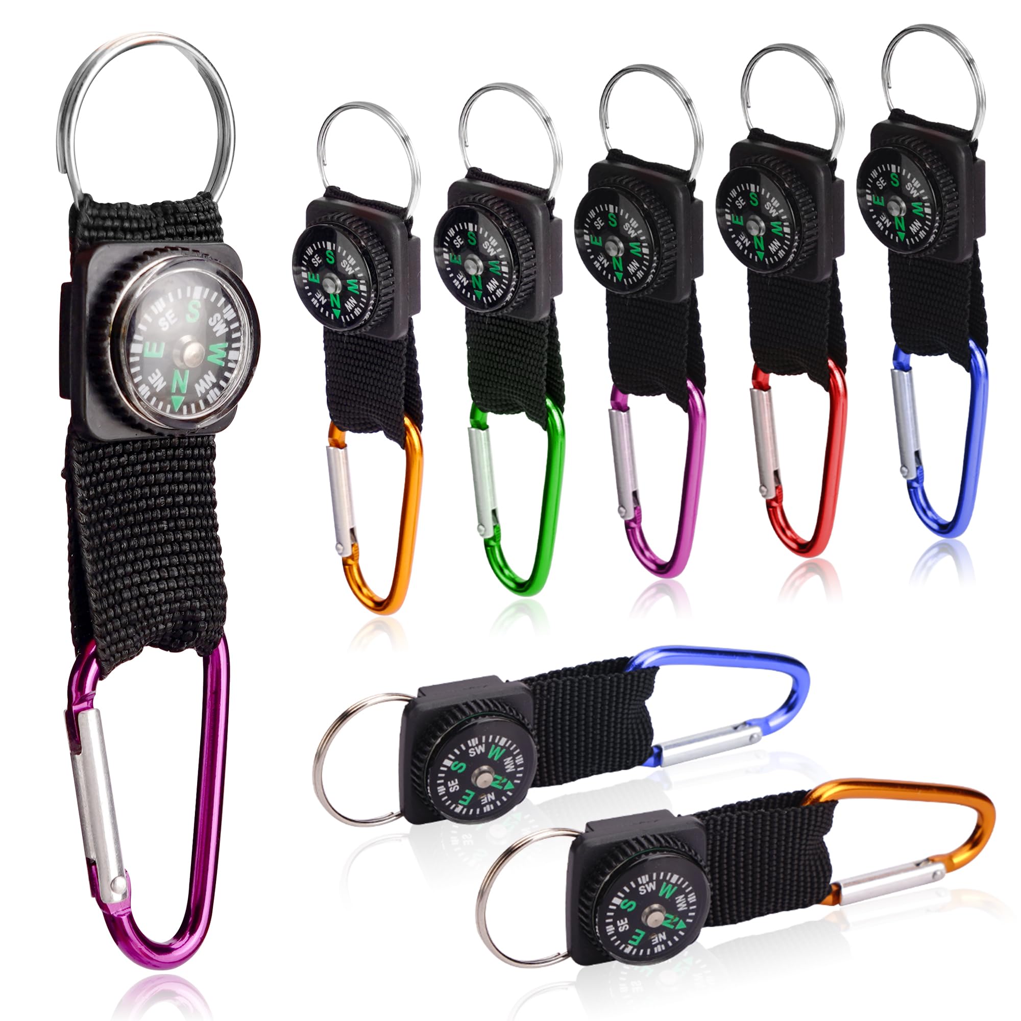 PROLOSO Carabiner Compass Keychain Belt Clips Kids Toys Prizes Outdoors Adventure Party Favors 36 Pcs