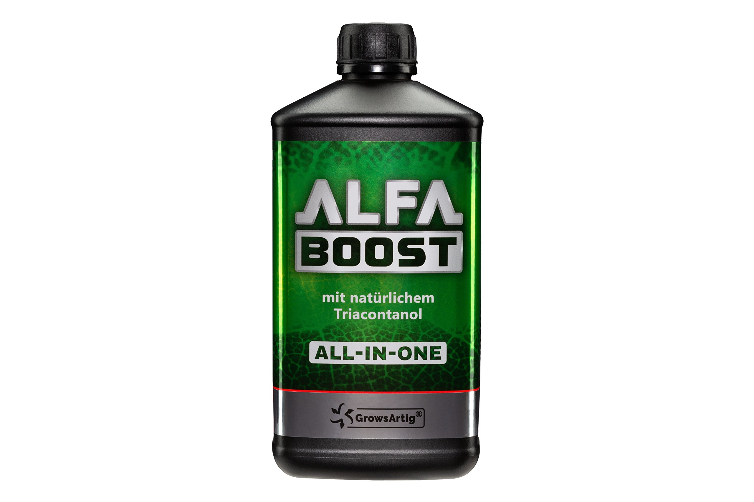ALFA Boost All-IN-ONE Pflanzen-Booster mit Triacontanol 1 Liter. Für Blüte, Wachstum und Bewurzelung. Steigert den Ertrag. Biozertifiziert.