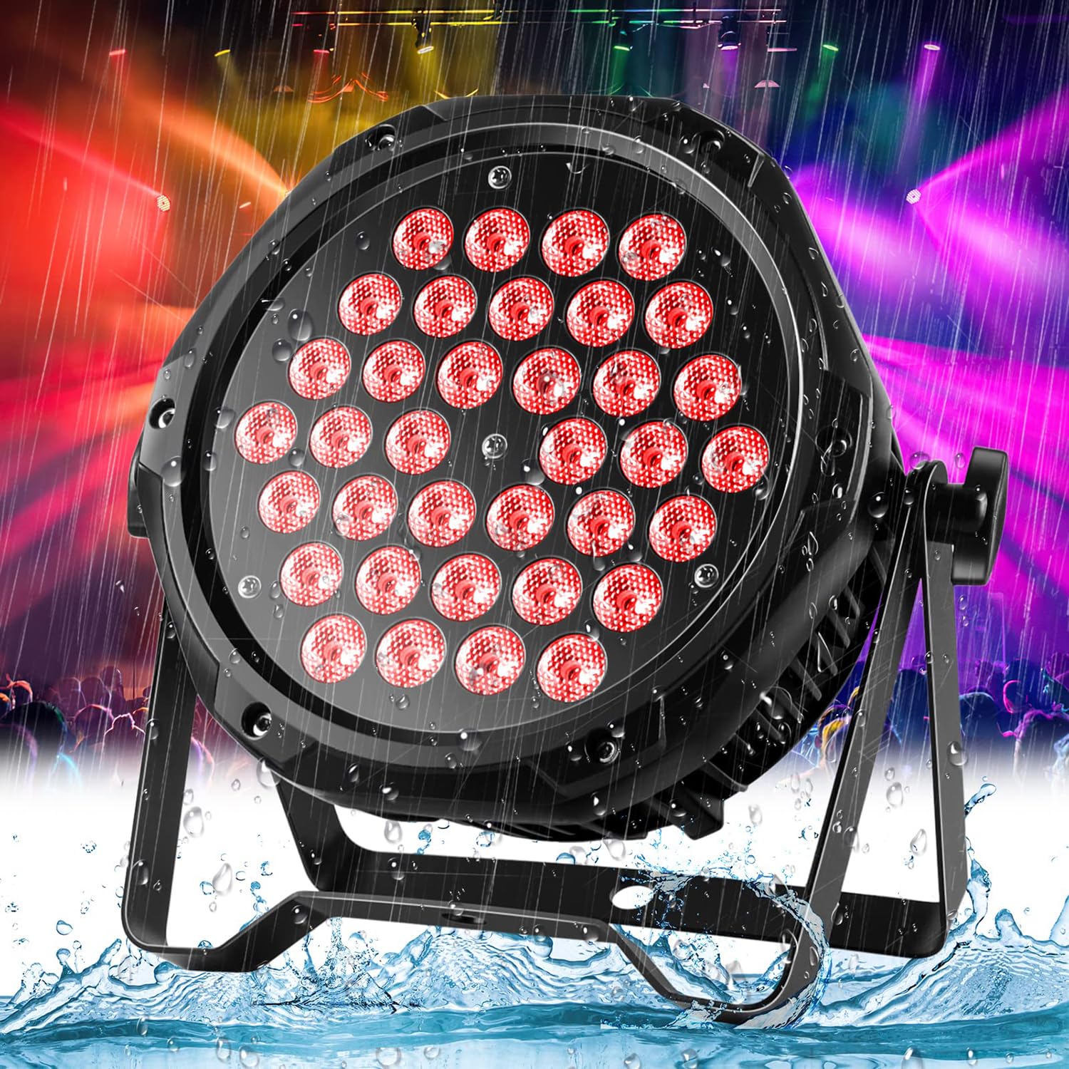 YXFAZPP LED Par Lights IP67 Waterproofs LED Stage Lights, 180W RGB High Power Outdoor Uplights for Events with DMX Control Sound Activated
