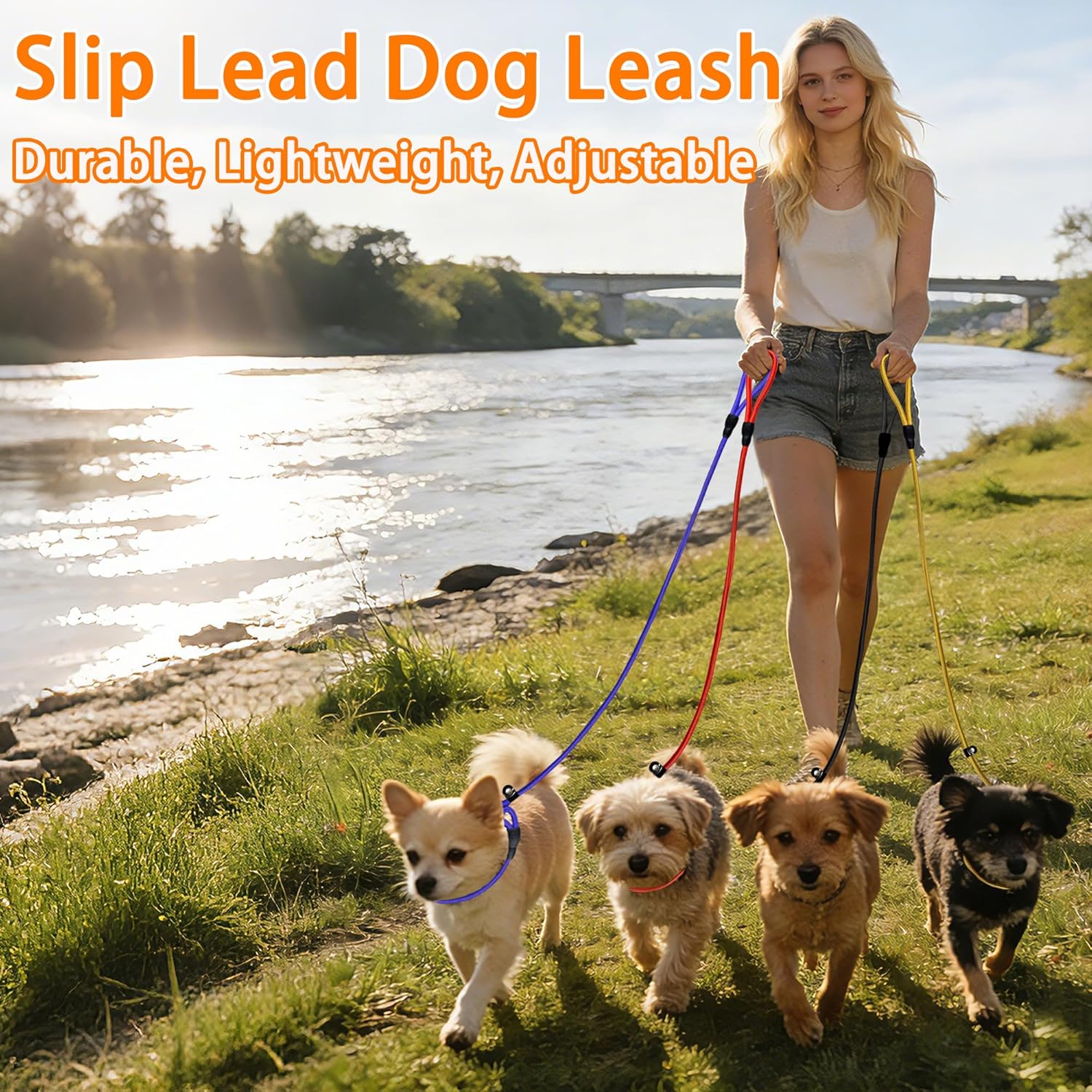 FOVRLZSE 11-Piece Adjustable Dog Slip Leads for Dogs, 11 Colors, No Collar Needed, 1.4 Meters Long, 10mm Nylon Leash for Walking and Training