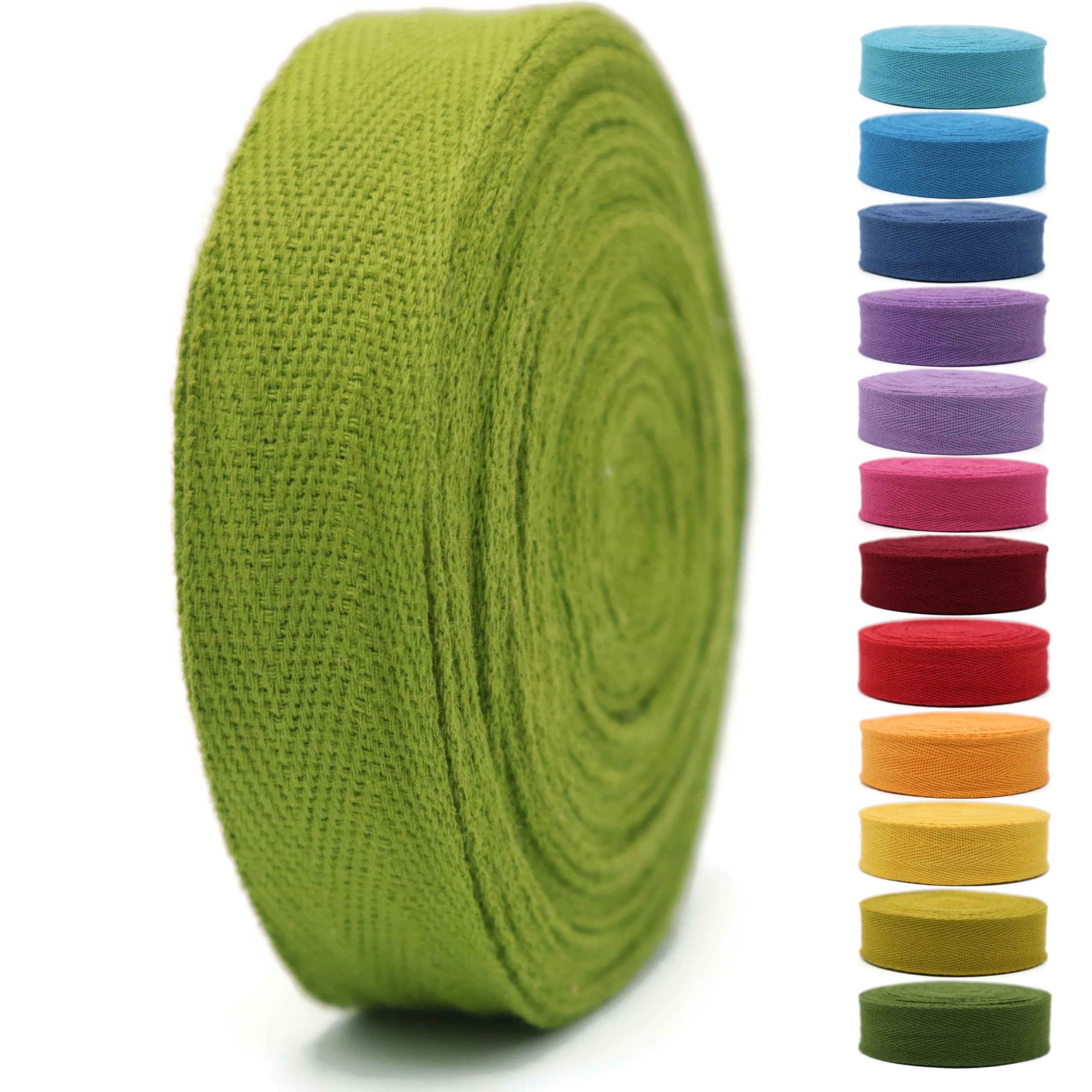 Cotton Twill Tape 1" & 1.5'' & 2" - 10 Yards - 50+ Colors -%100 Natural Cotton 1 Inch 1.5 Inch 2 Inch Herringbone Bias Binding Cotton Twill Tape Trim for Sewing Wrapping Craft DIY (Pine Green) 10312