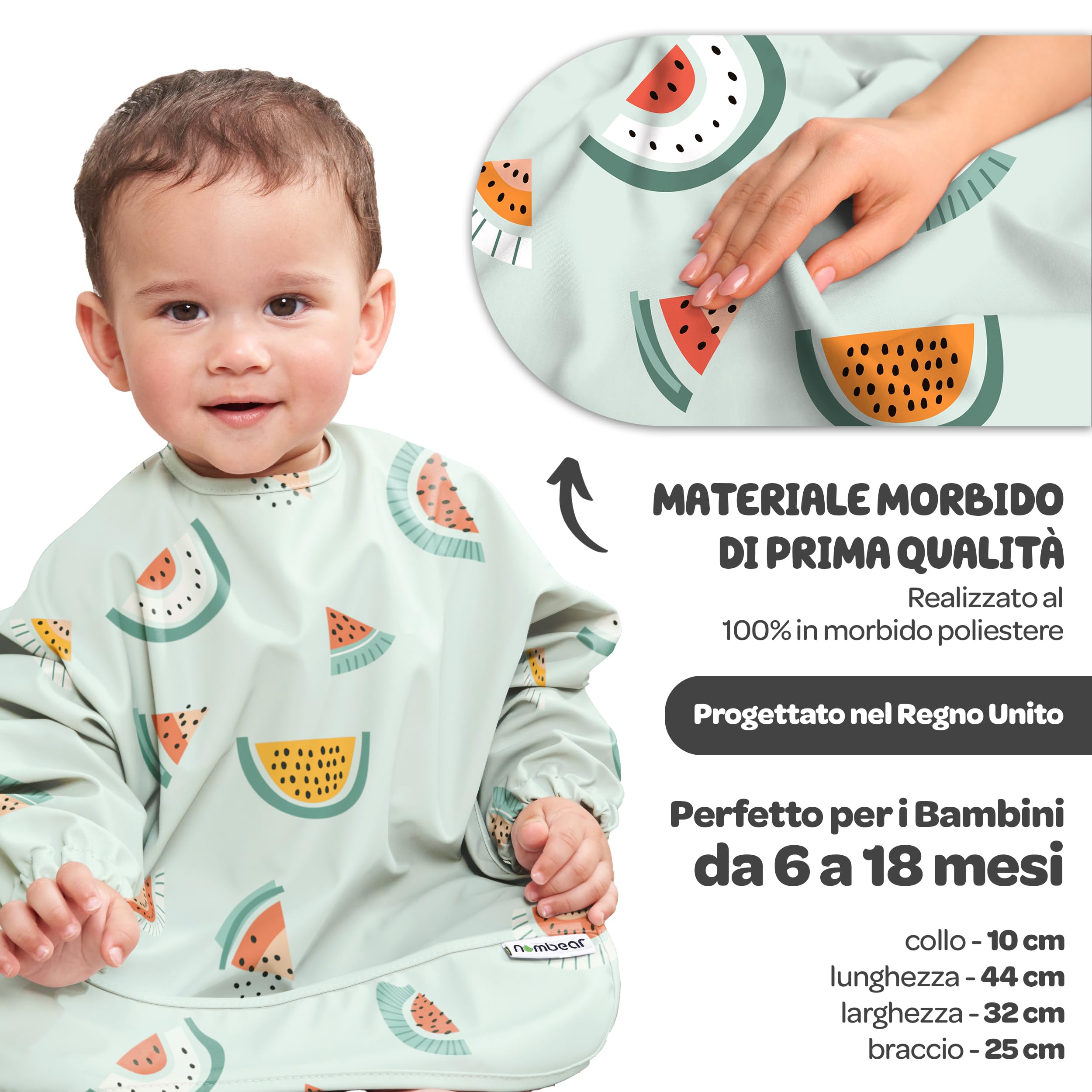 Nombear ® Bavaglini Impermeabili con Maniche 6 Mesi o Più - Bavaglini Pappa Svezzamento, Bavaglino con Maniche Lunghe, Bavaglini Impermeabili con Tasca, Bavaglio con Maniche per Bimbo