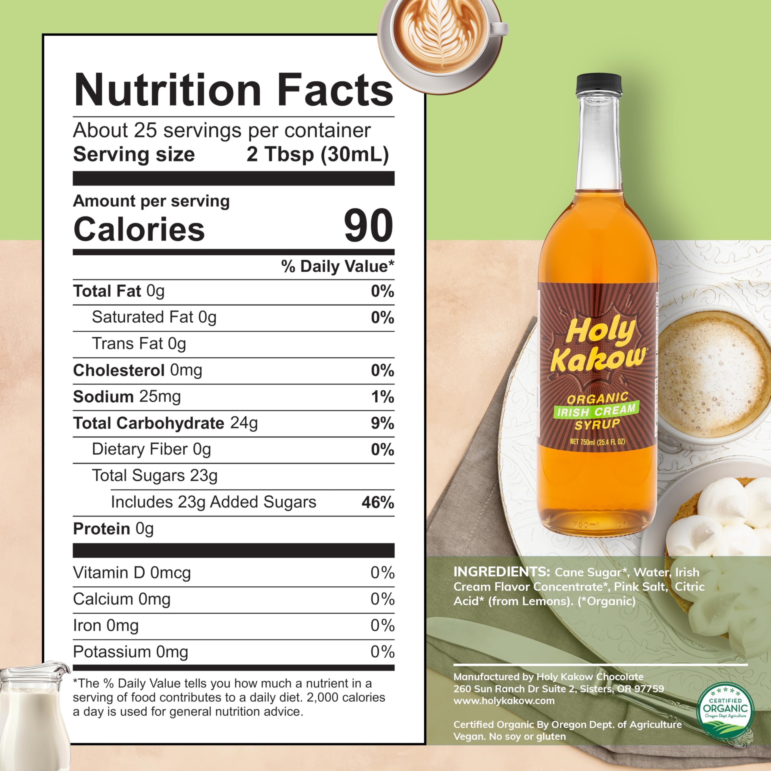 Amazon.com: Holy Kakow Organic Irish Cream Syrup, Vegan and Gluten
