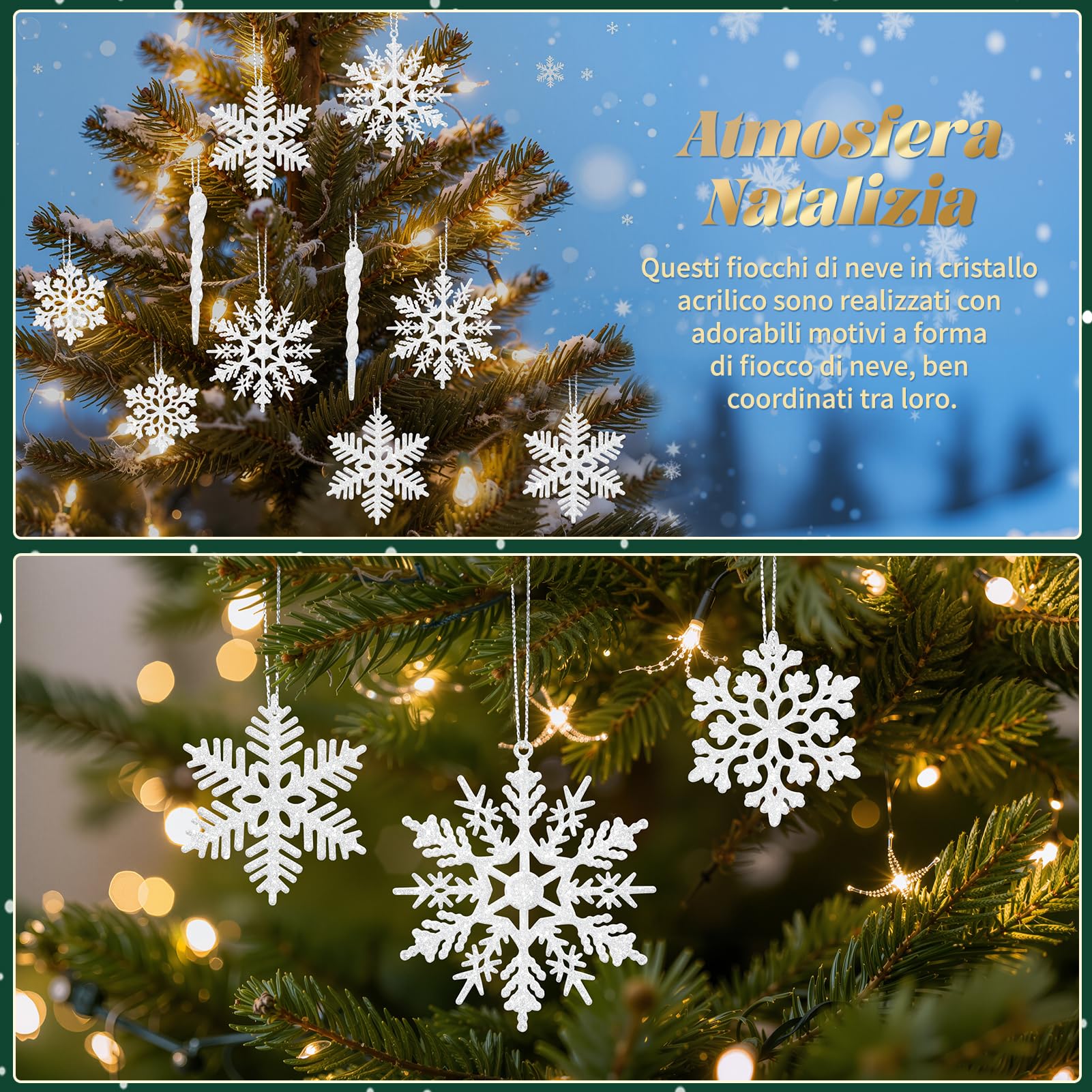 32 Pezzi Di Ghiaccioli Acrilici Per Albero Di Natale: Fiocchi Di Neve Con Fili Per Appendere, Decorazioni Invernali Trasparenti