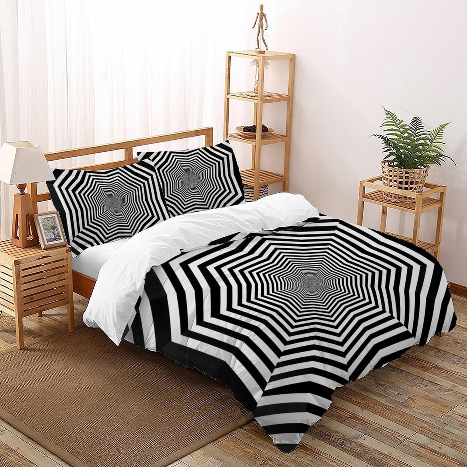 Housses de couette rayures noir et blanc pour chambre d'enfant moderne