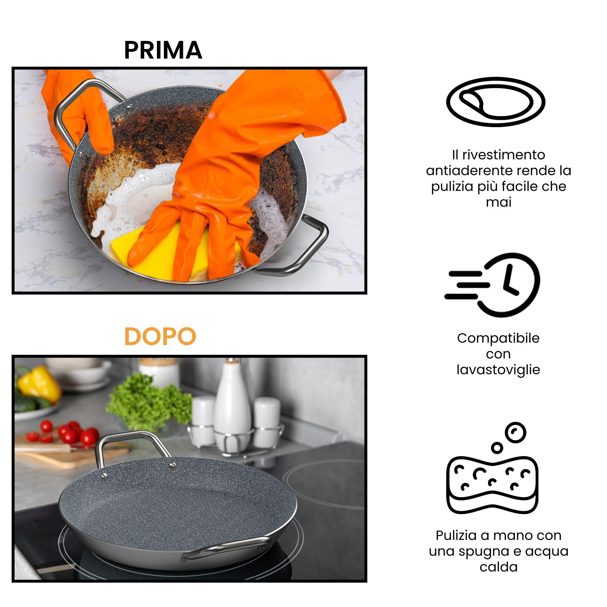 Padella Paella In Acciaio Smaltato TEHORNEO 34cm - Per Induzione E Tutti I Fuochi, Made In Spain - Foto 13