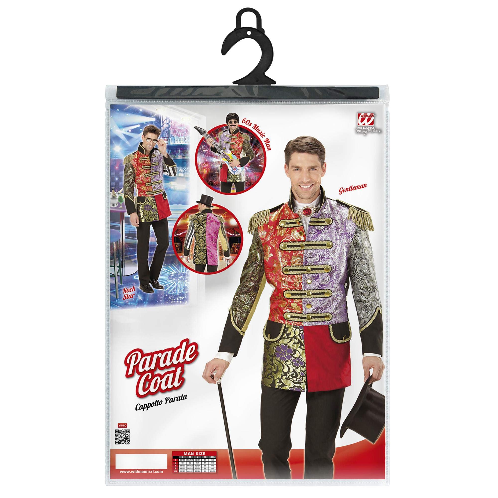W WIDMANN MILANO Party Fashion - Manteau jacquard, frac, gothique, pirate, rock star, costume de carnaval