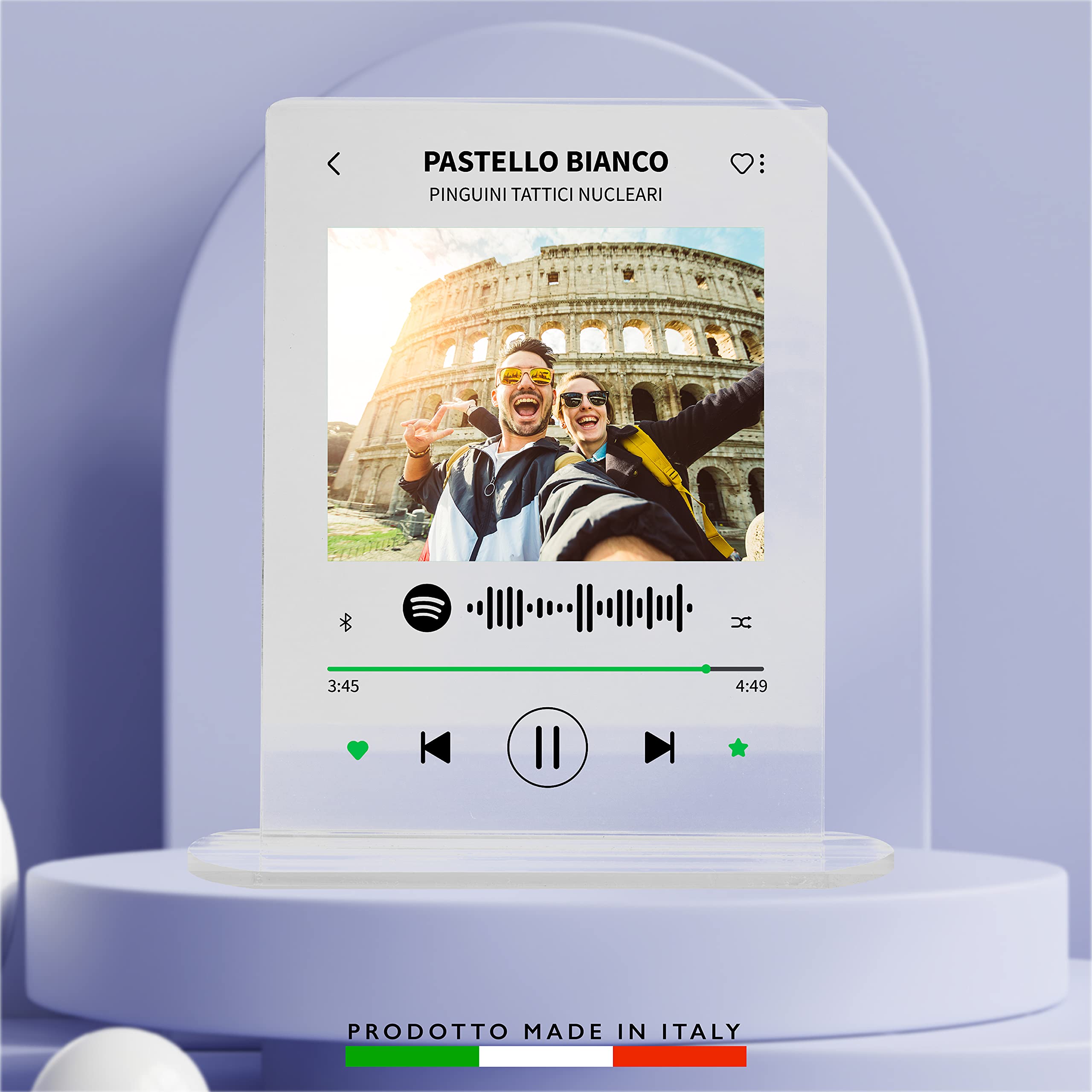 Targa Spotify Personalizzata Plexiglass Nome Canzone Artista Foto Frase di Benedizione Cornice Quadro Idee Regalo Mamma Papà Coppia Compleanno Festa Natale