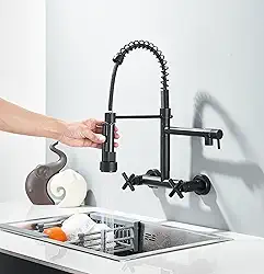 TINICO Torneira de Cozinha Gourmet Misturado, com Misturador de Extraível, Torneira de Parede em Aço Inoxidável, Preto