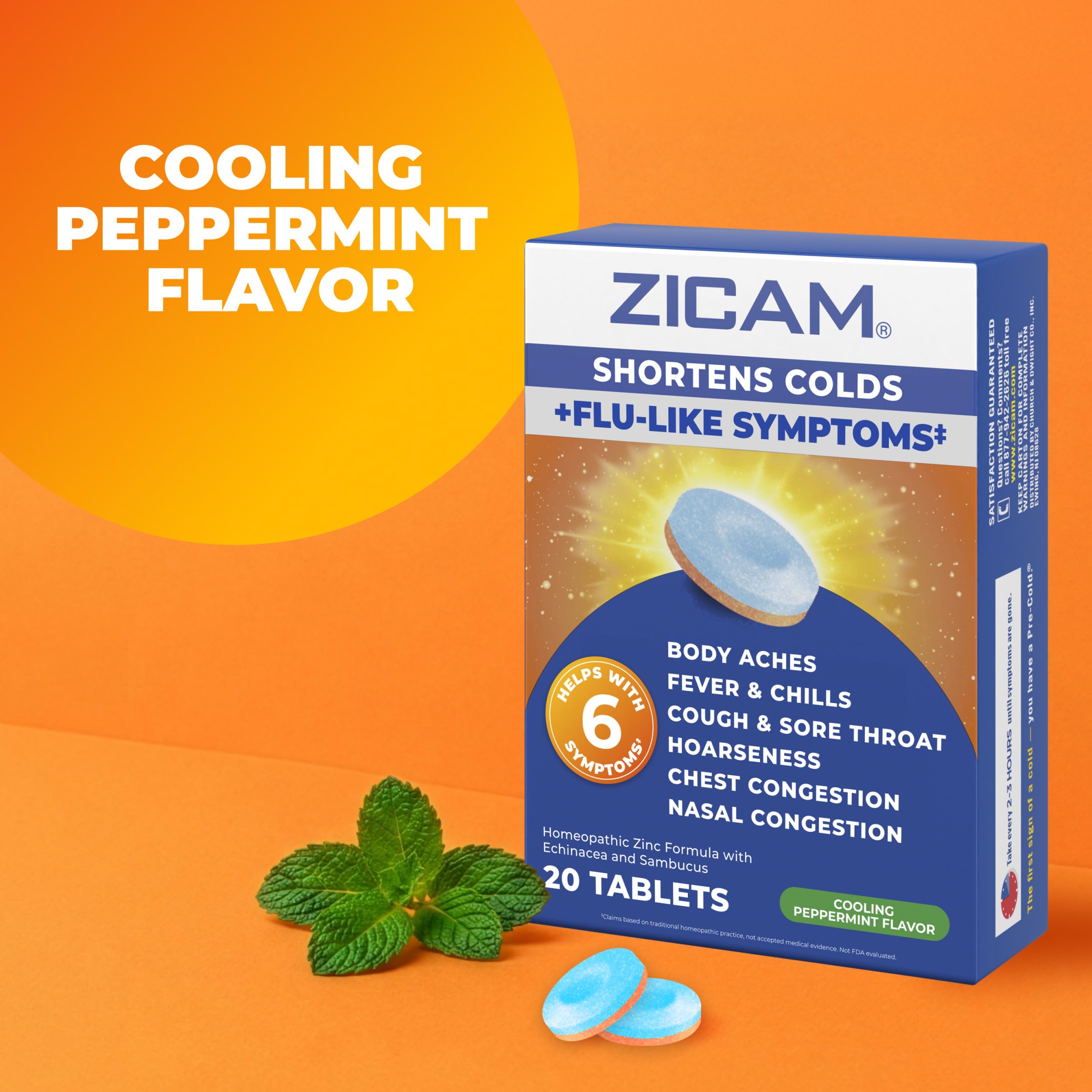 Zicam Cold & Flu-Like Symptoms, Cooling Peppermint Flavor, 20 Tablets — Amazon image 7