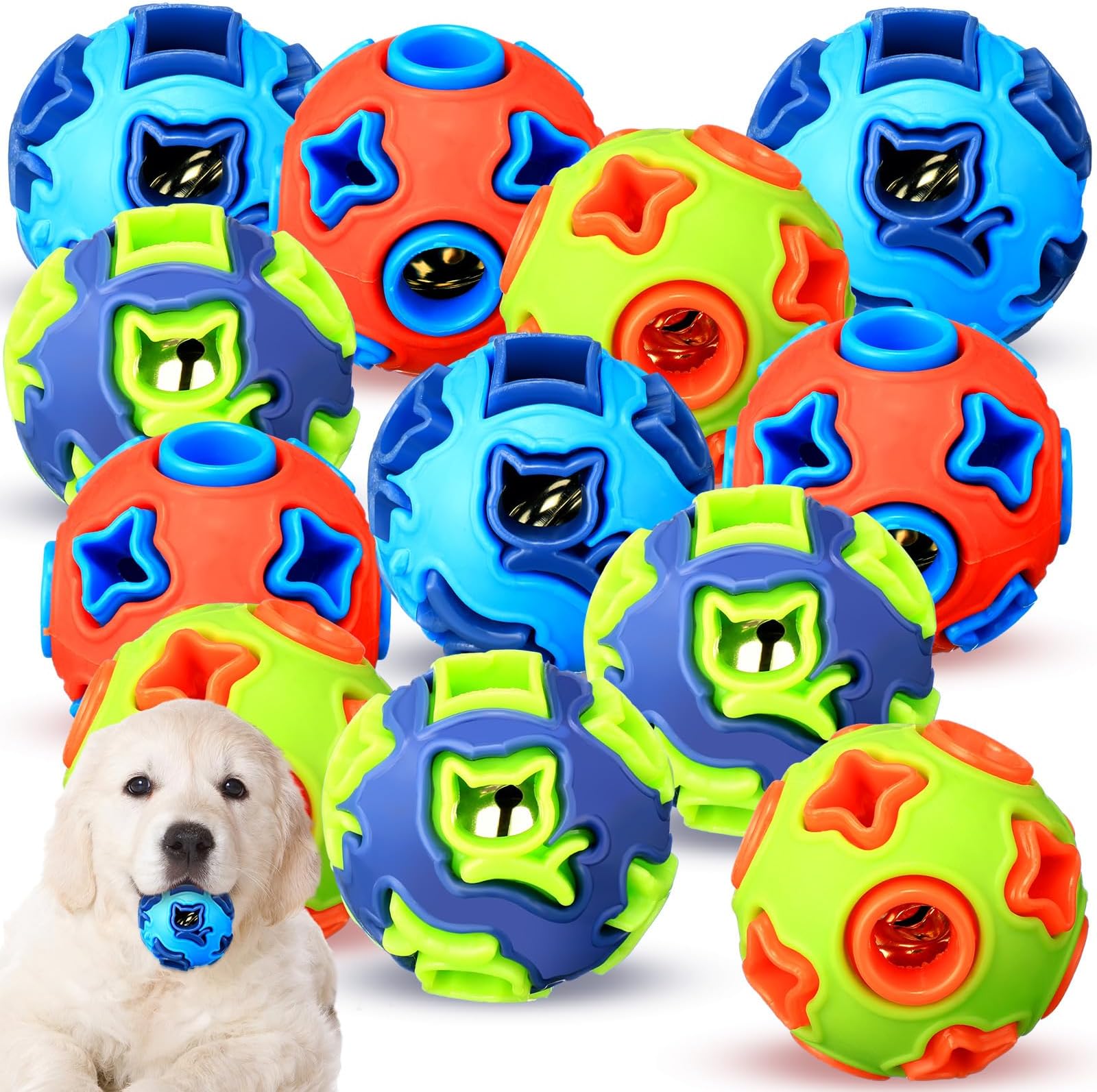 Pet Supplies Vertintong 12 Pcs Dog Balls with Bell Inside 2 Inch