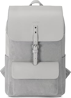 Zaino da Donna Expatrié Ella Grigio - in Tela di Cotone ed Ecopelle - Zainetto Elegante ideale per Ufficio da 15l con Chiusura Magnetica e Zip