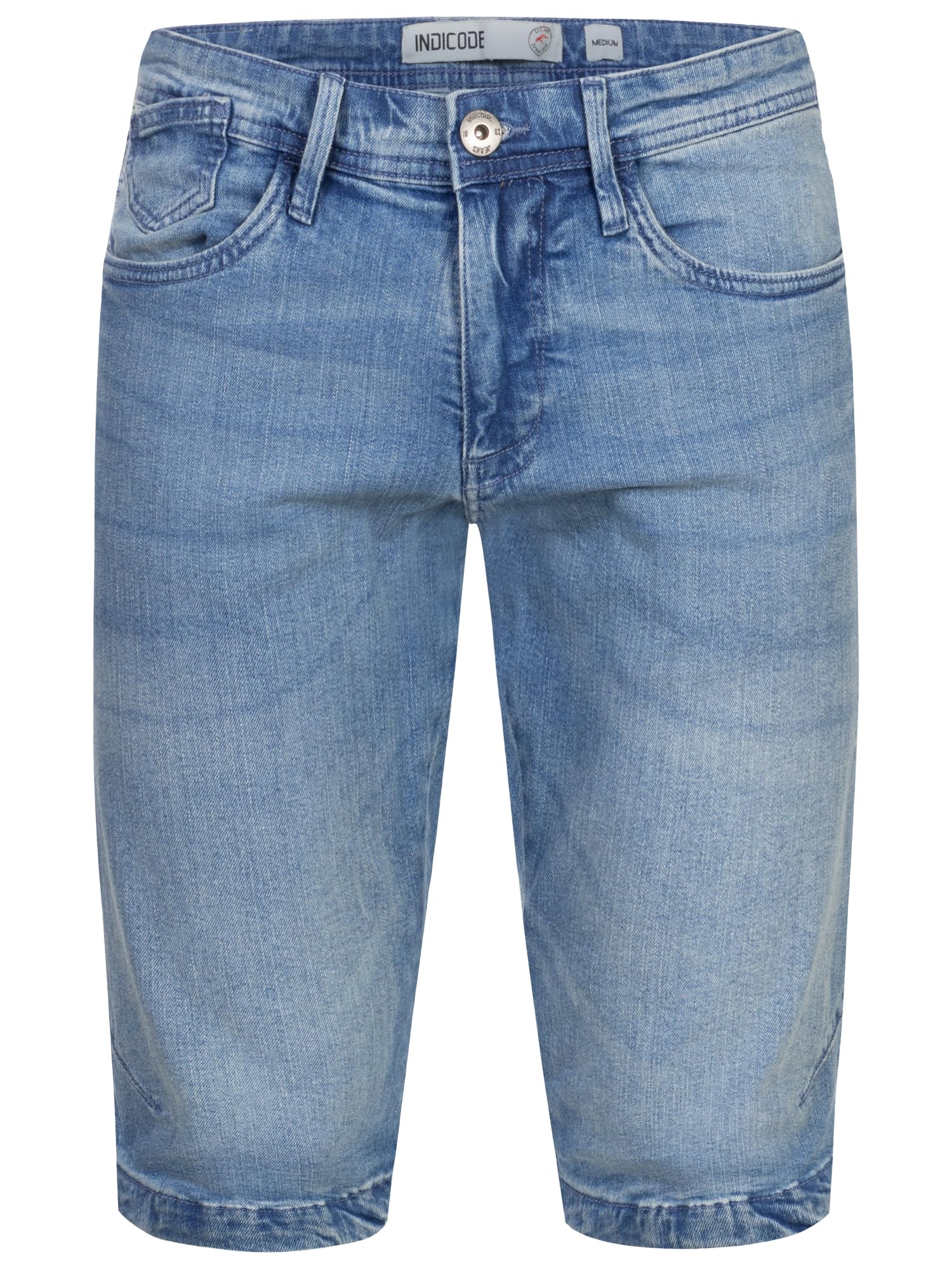 Indicode Herren Jaspar 3/4 Jeans Shorts im Used Look aus 98% Baumwolle