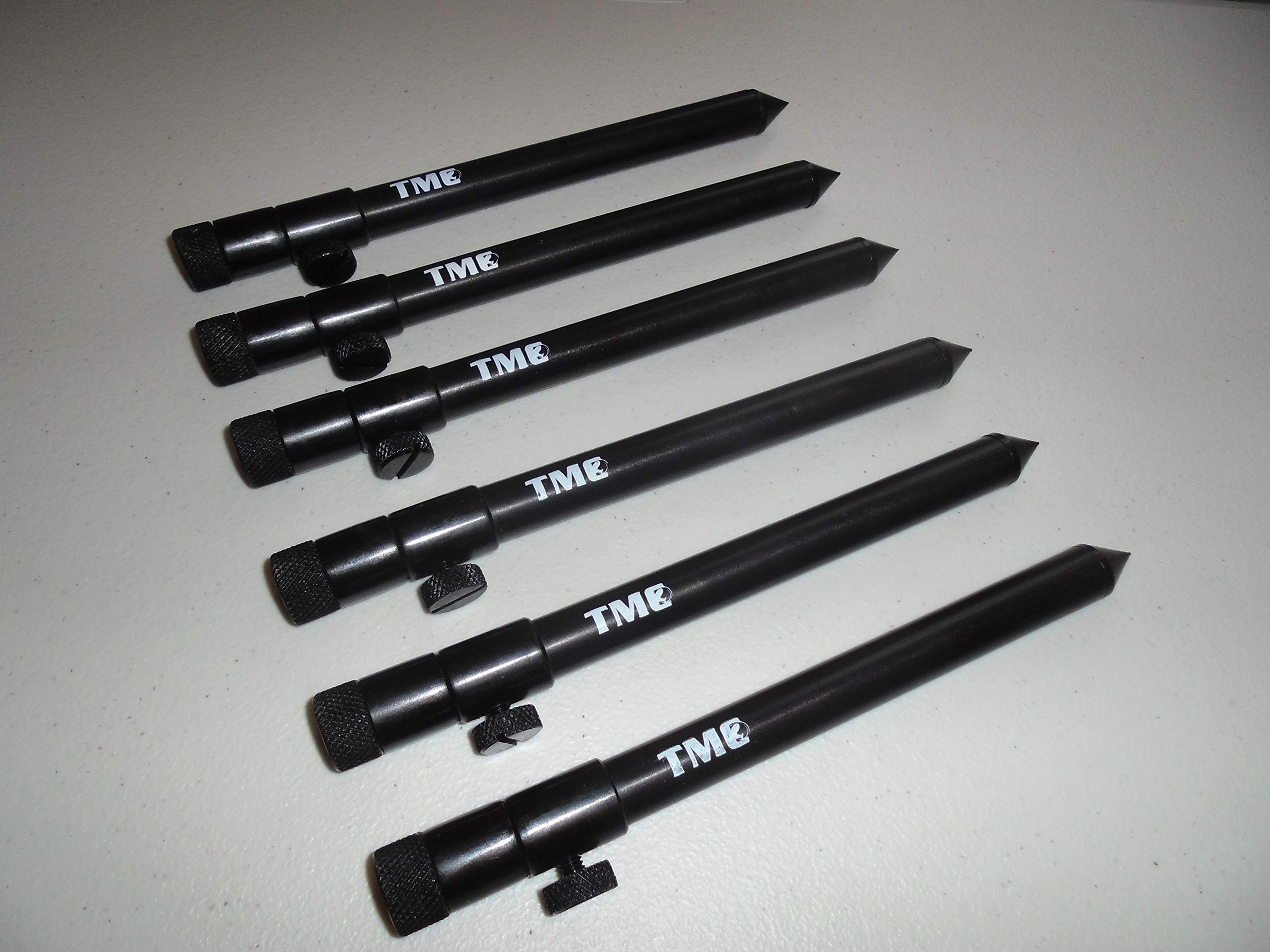 TMC 6 palos de aluminio de 20 a 35 cm, soporte para caña, barra de zumbido, alarmas, pesca