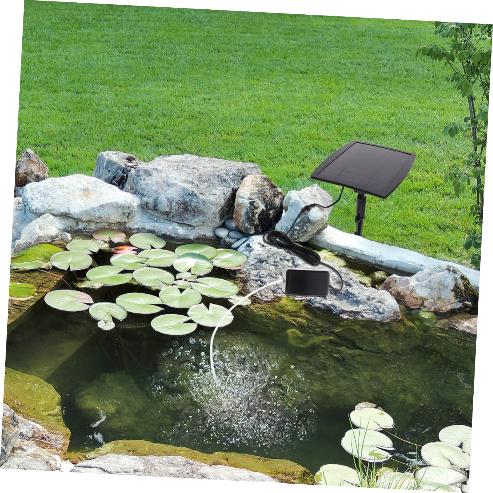 Solarbetriebene Aquarium Luftpumpe Bsv-ap005 für Fischbecken | 3, 7v 1800mah, 1l/min Fördermenge, Kunststoffgehäuse, 50 Db, Rund 22 Stunden Laufzeit Zufällige Farbe
