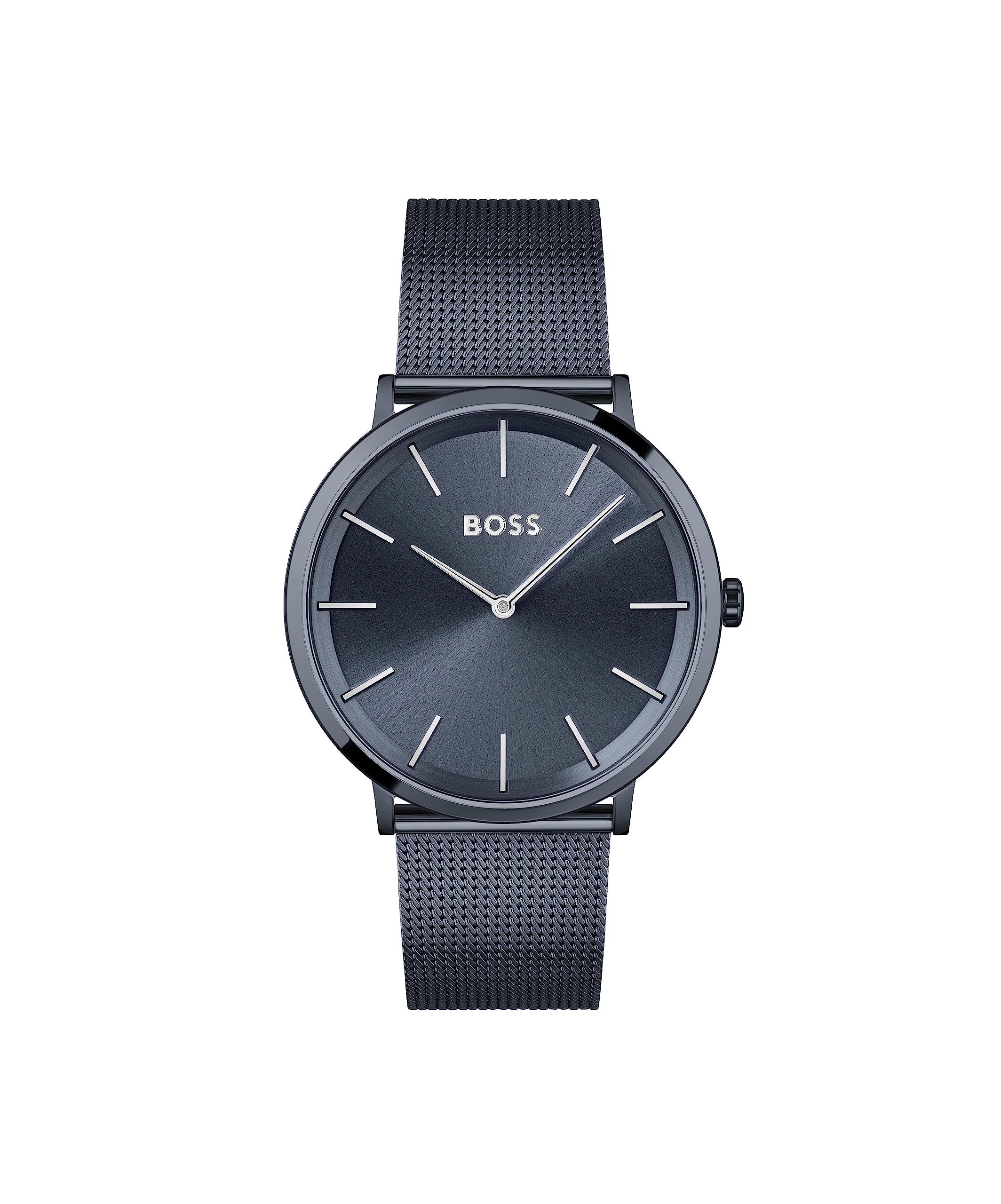 BOSSSkyliner Qtz Basic Slim Blue Round Dial Men's Watch|Ionic Plated Dark Blue Steel Material|Blue Color Band - 1513827