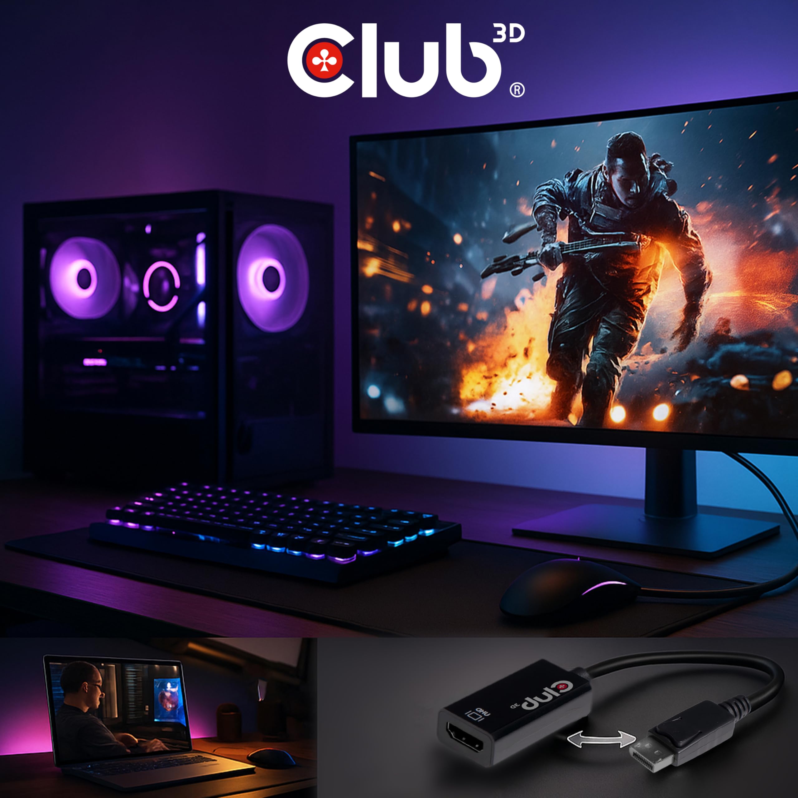 Club 3D CAC-1080 DisplayPort 1.4 auf HDMI 2.0a HDR Aktiver schwarz