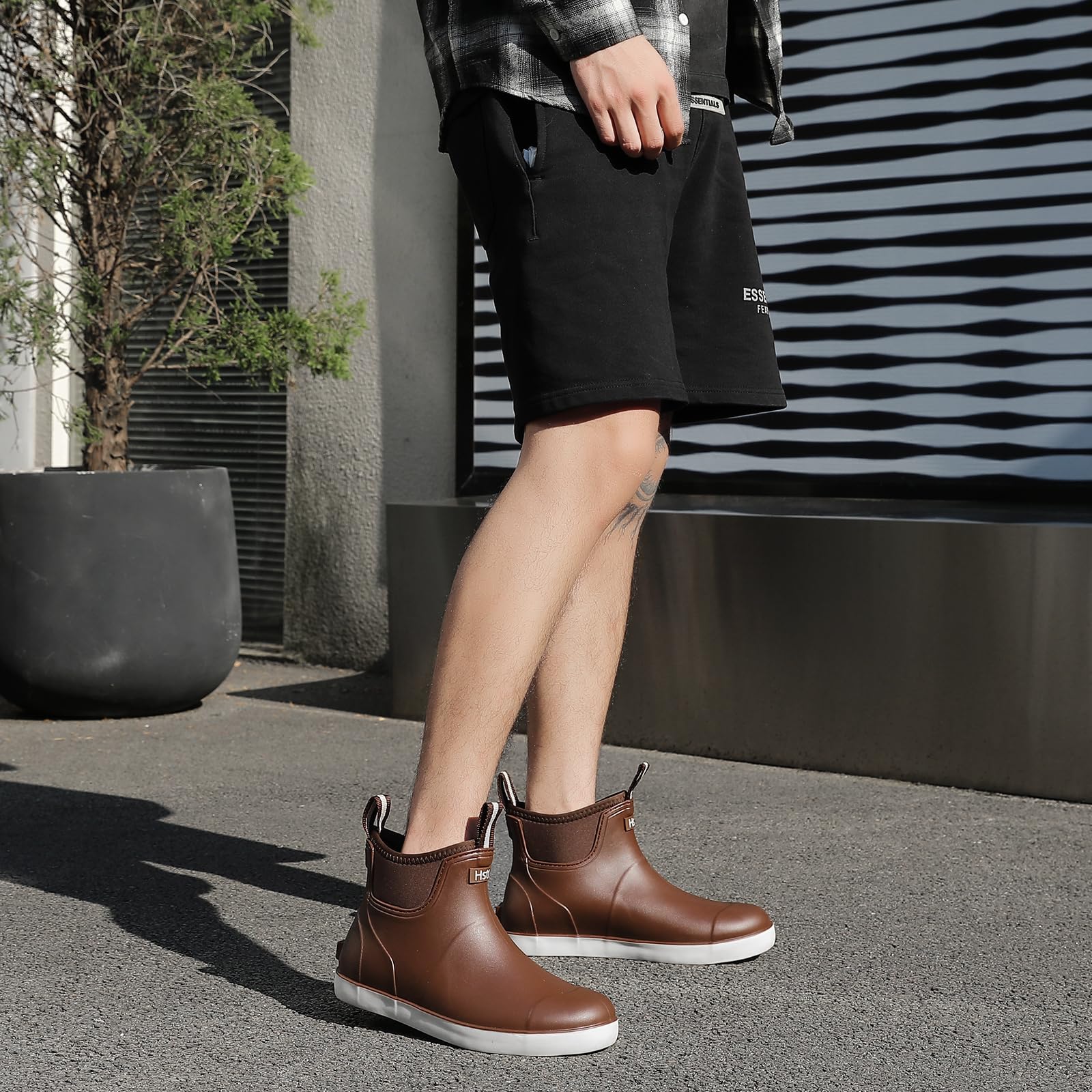 Yenxapei Stivali Gomma Uomo, Stivali Da Pesca, Stivaletti Antinfortunistica Uomo, Da Esterno Antiscivolo Da Pioggia Shorty Boots, Comode Leggere Scarpe Da Giardino