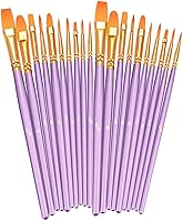 Vista 13 de BOSOBO Juego de Pinceles de Pintura, Paquete de 2, 20 Piezas con Punta Redonda Puntiaguda, Cerdas de Nylon, Pinceles de Pintura Acrílica
