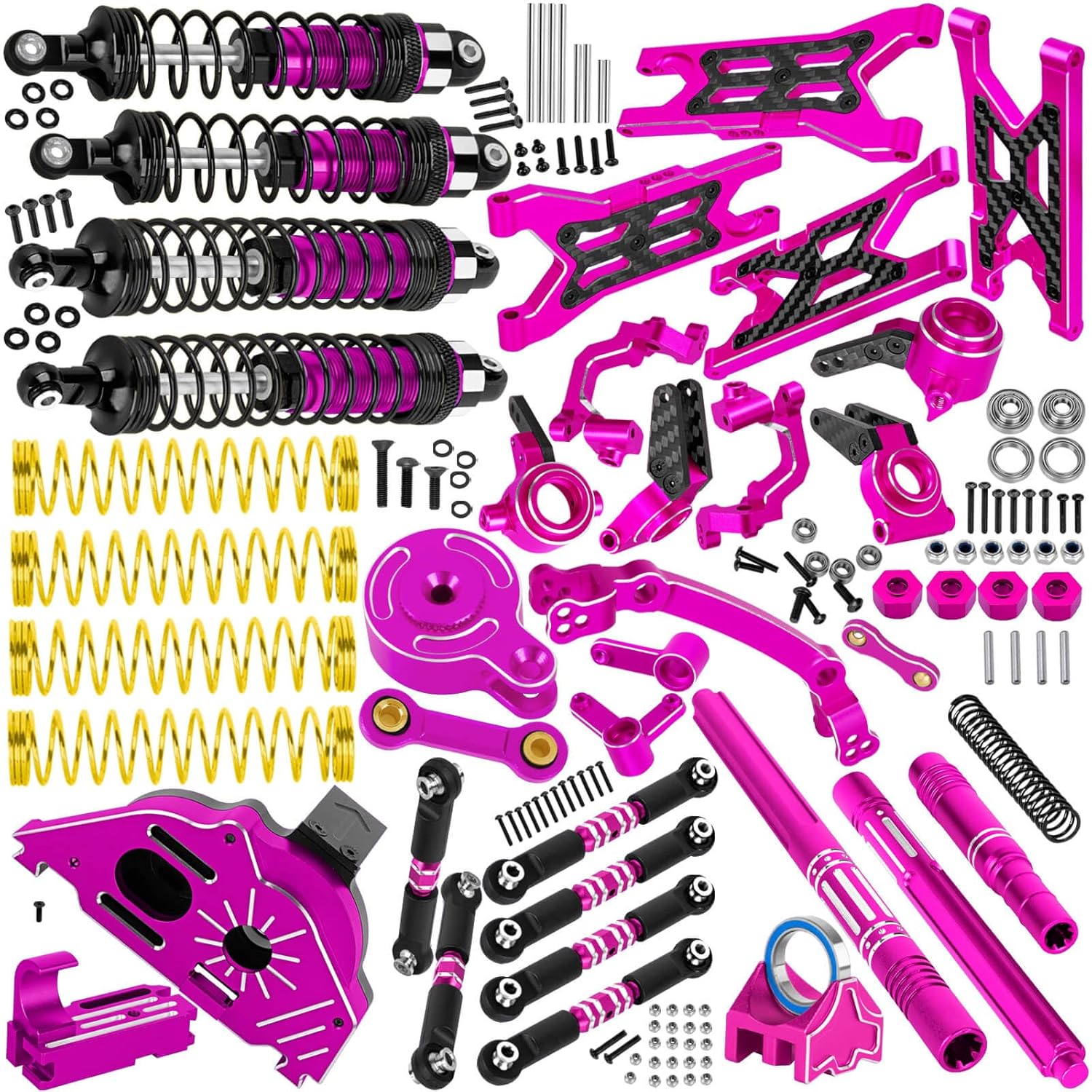 RC Upgrades Part for 1/10 Granite/Senton 3S & Mega550,Shock,A-Arm,Caster Block,Steering Blocks,Stub Axle Carriers,Links,Gearbox,Center Driveshaft Axles,Support,25T Spline,Steering,Pink