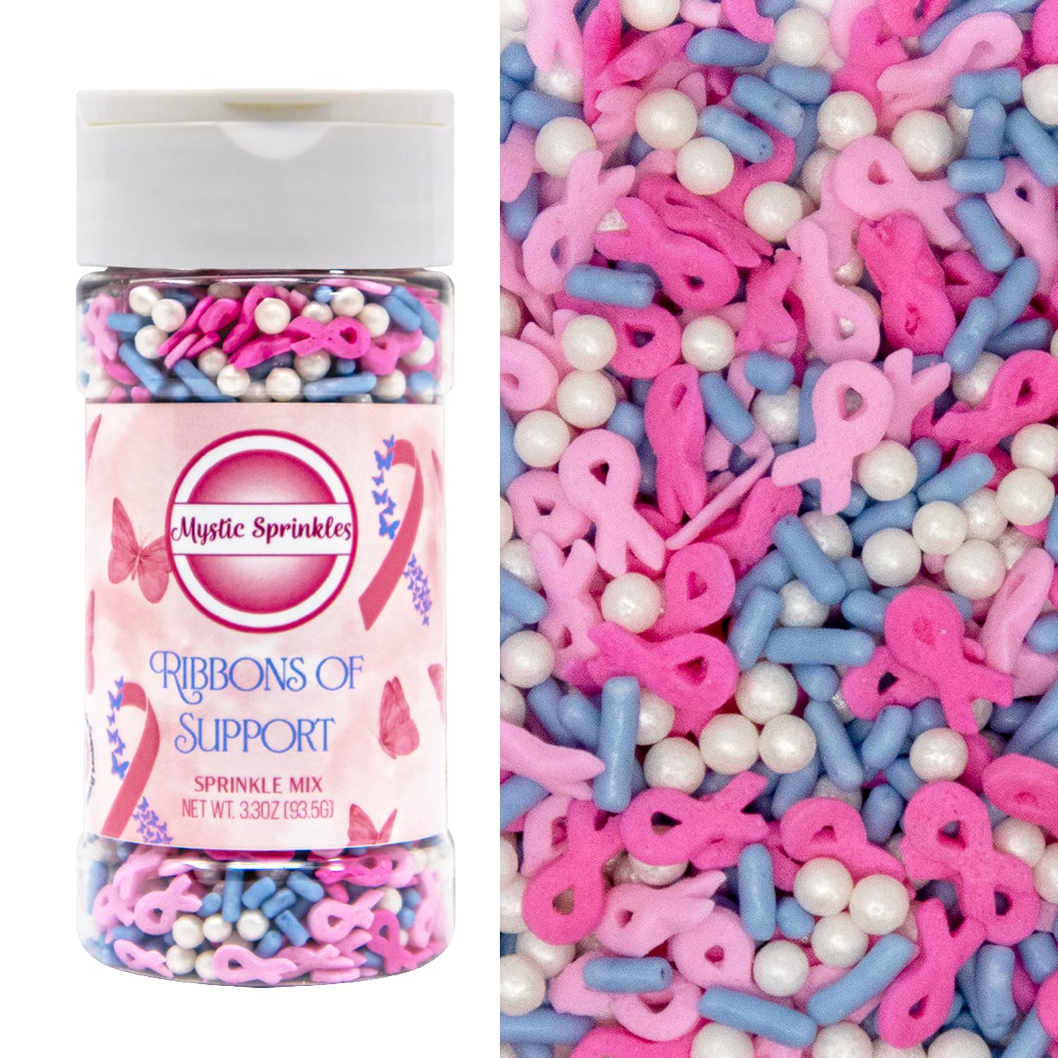 Mystic Sprinkles Fight Breast Cancer Collection Sprinkle Mixes (Ribbons of Support Sprinkle Mix 3.3oz)
