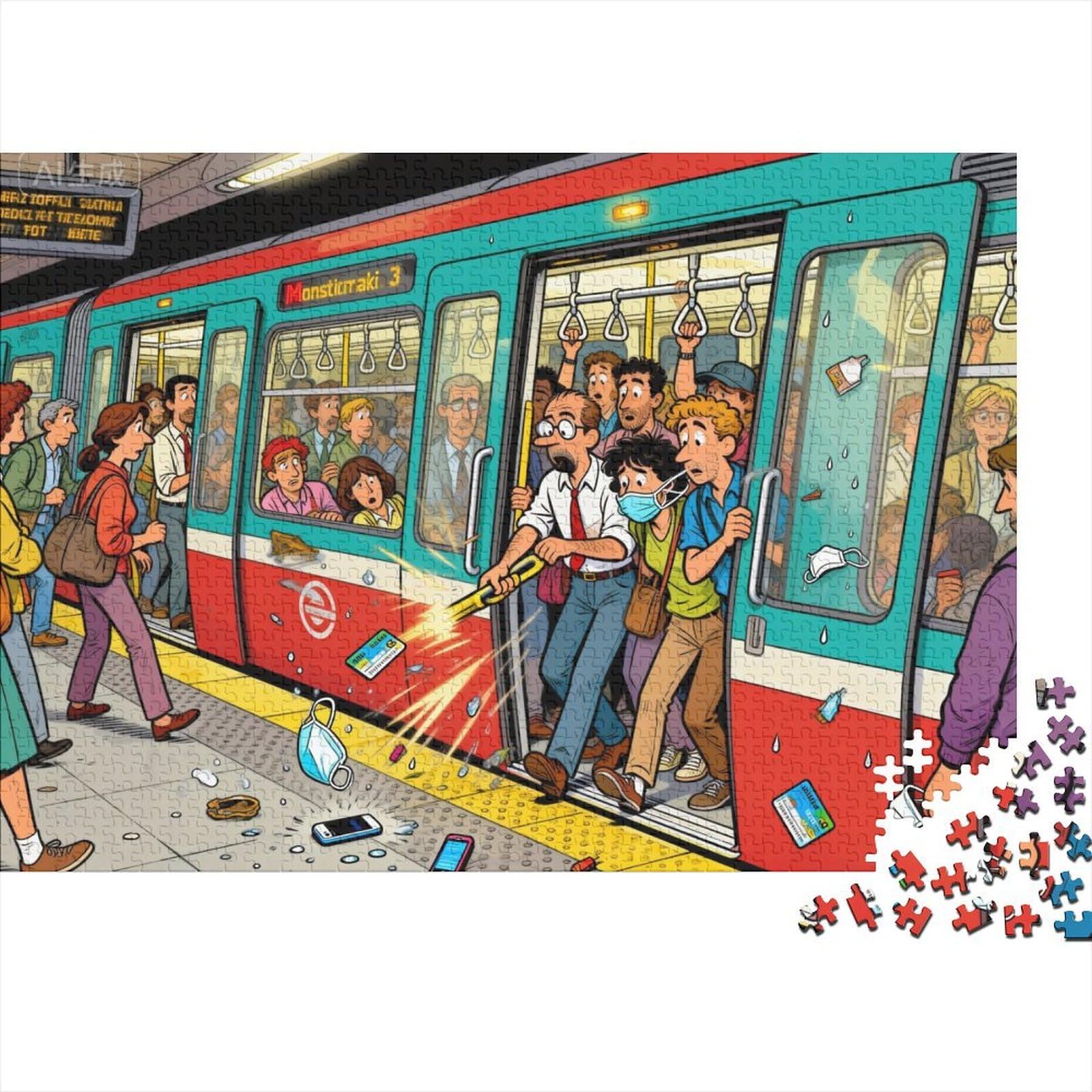 Budapest M4 Metro Line Door Sensor Wooden Jigsaw Puzzle Waterproof 1000 Piece Puzzles for Adults Gifts Colourful Home Decoration