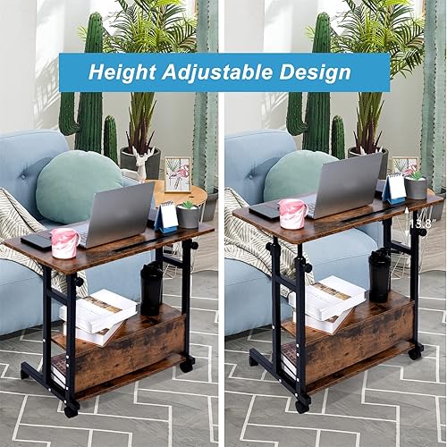 Miniatura 5 de Home Office Desks Standing Adjustable Height Small Laptop Desk with Storage for Small Spaces Computer Table for Couch Bedrooms Mobile Rolling