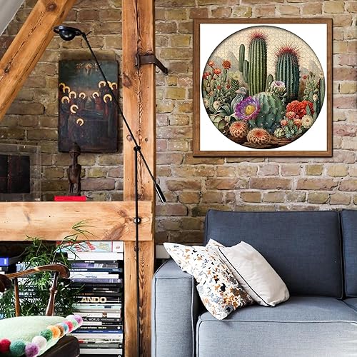 Miniatura 6 de Rompecabezas vintage de plantas de cactus para adultos de 1000 piezas en adelante, rompecabezas de suculentas retro de PICKFORU que incluye varias