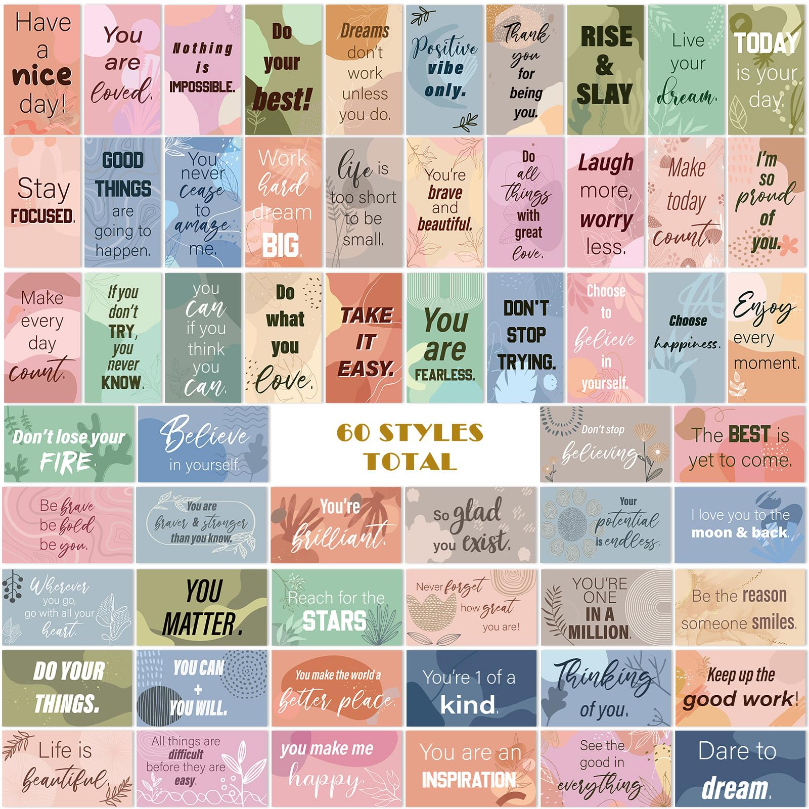 Jinei 300 tarjetas motivacionales, tarjetas inspiradoras, tarjetas de afirmación positiva, pequeñas tarjetas de aliento para mujeres, estudiantes, niñas, adolescentes (bohemio)