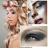 Vista 2 de Paleta de sombras de ojos ahumadas negras – brillo plateado, gris, oro, marrón – 9 colores – Acabado brillante y mate – Larga duración, resistente