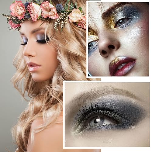 Miniatura 2 de Paleta de sombras de ojos ahumadas negras – brillo plateado, gris, oro, marrón – 9 colores – Acabado brillante y mate – Larga duración, resistente