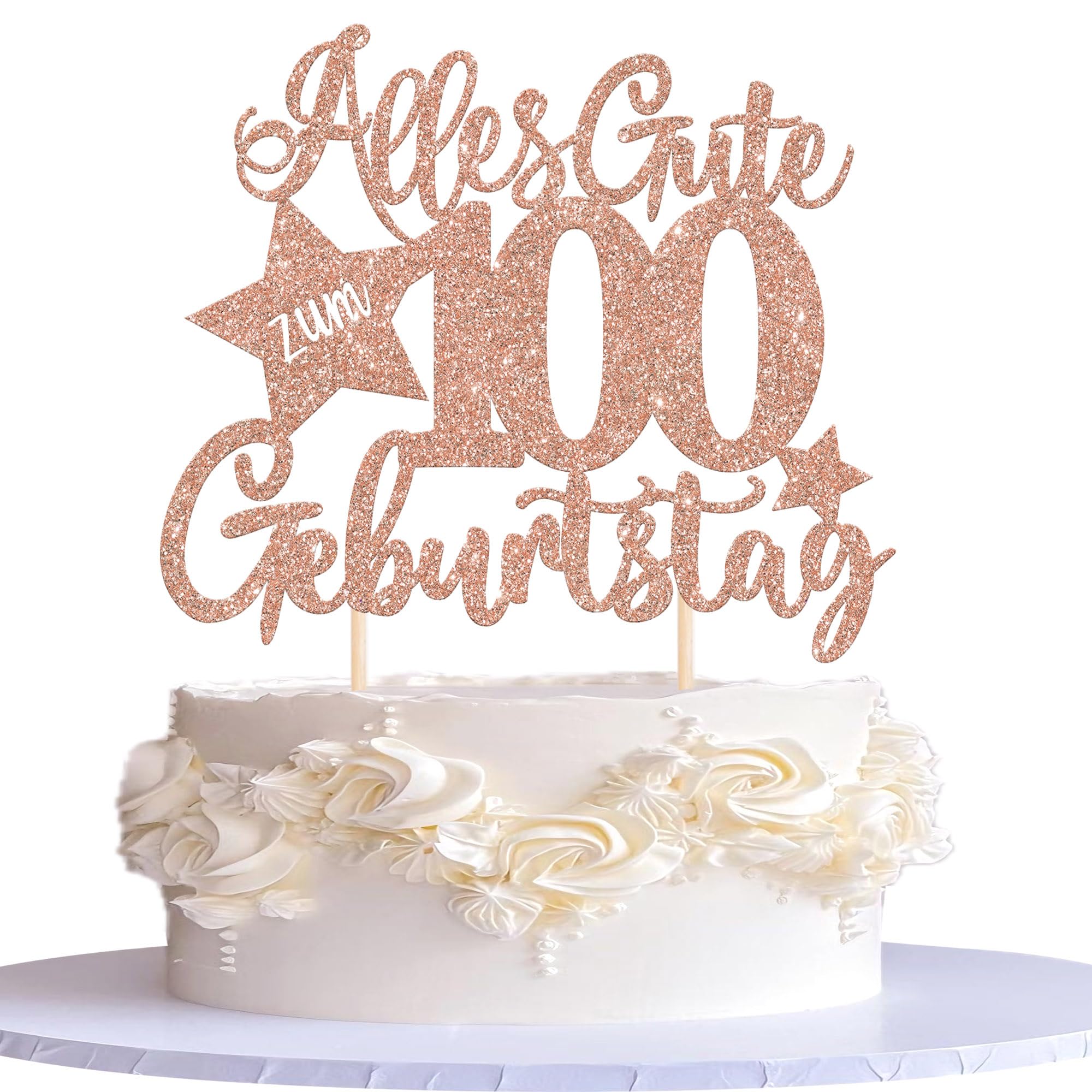 1 Stück 100th Geburtstag Tortendeko Alles Gute zum 100 Geburtstag Kuchen Deko Happy Birthday Cake Topper für 100th Jahrestag Party Kuchen Dekoration Rosegold