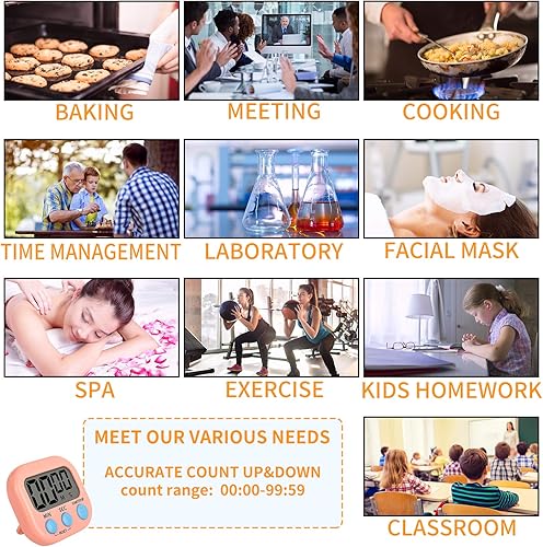 Miniatura 7 de Temporizador para niños, temporizador de cocina digital, parte trasera magnética, anillo fuerte, soporte para cocinar, aula, baño, profesores,