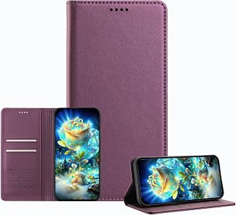 IVY Luxury Leather Wallet Case with RFID Blocking & Magnetic Closure, Shockproof Protective Cover for TCL 50 LE / K23 / K24 Business Style - Violet