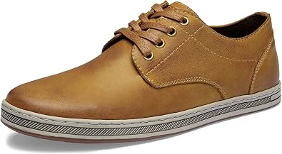 Jousen Mens Fashion Sneakers Leather Retro Casual Shoes for Men Breathable Dress Mens Sneakers
