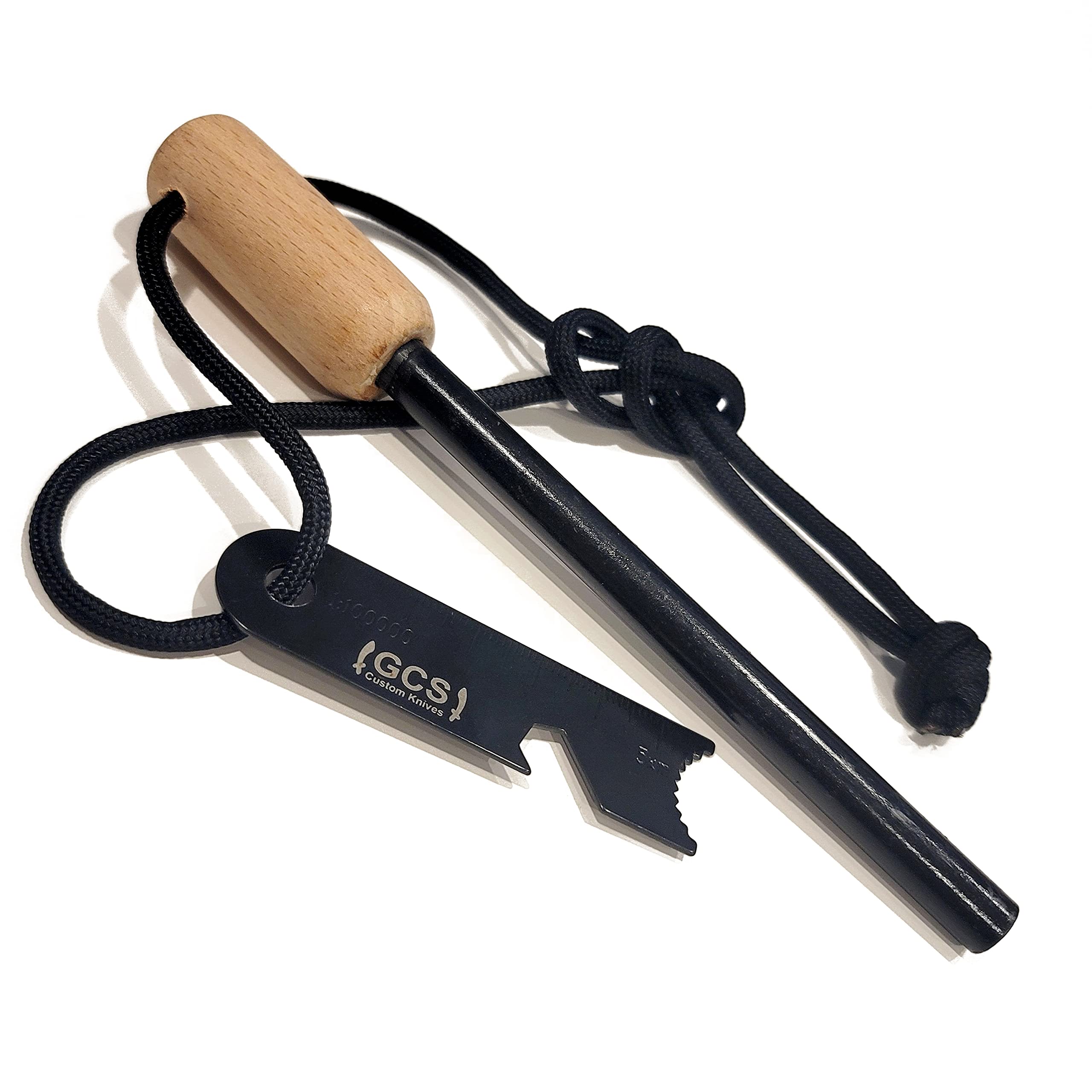 GCS Powerful Fire Starter Flint Steel 9.5 mm - Soft Magnesium Fire Starter XXL - Extremely Strong and Hot Spark 12,000-20,000 Strikes Multiuse Bushcraft, Survival, Perfect Outdoor Partner