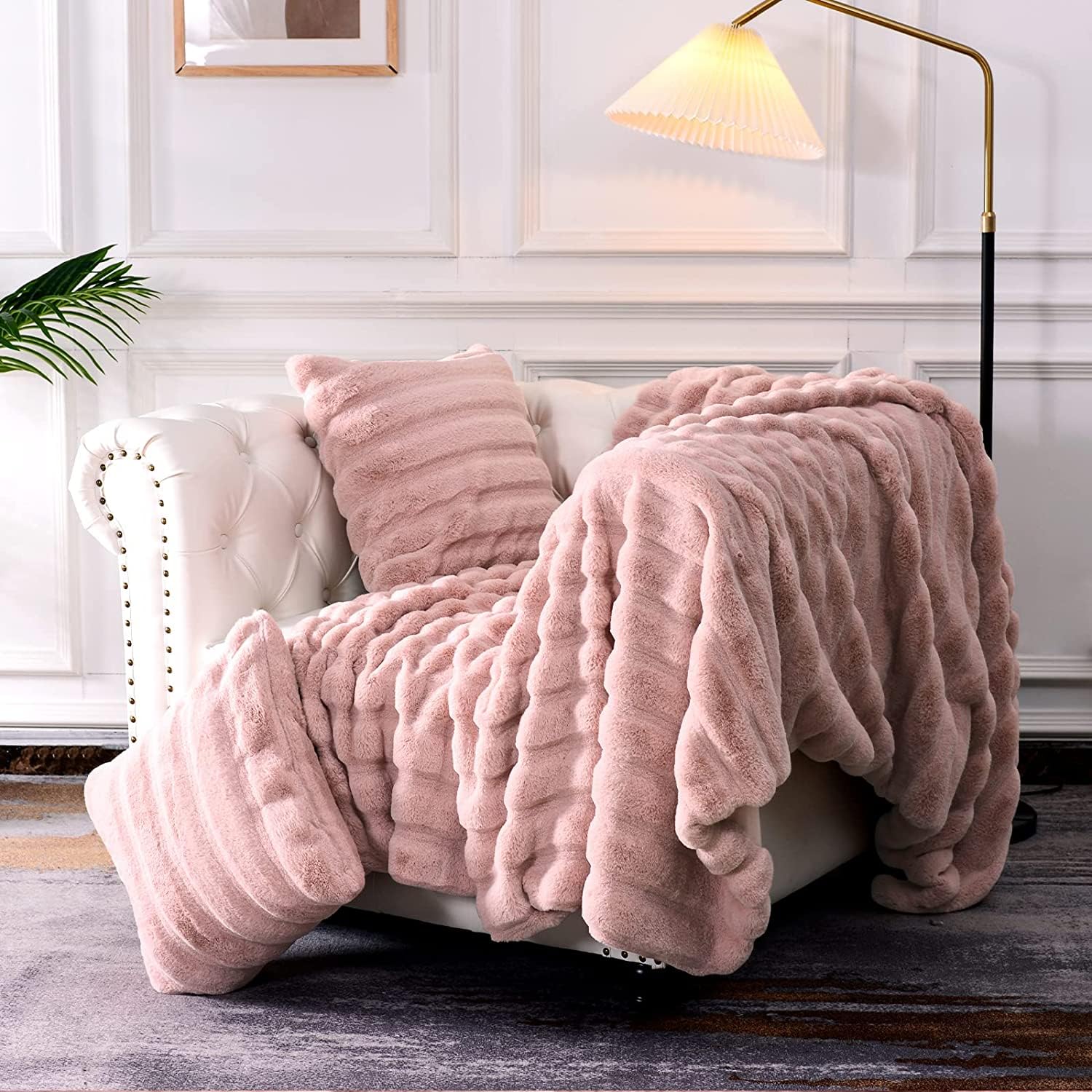 Nexhome Pro Faux Fur Plush Throw Blanket Set With Desertcart