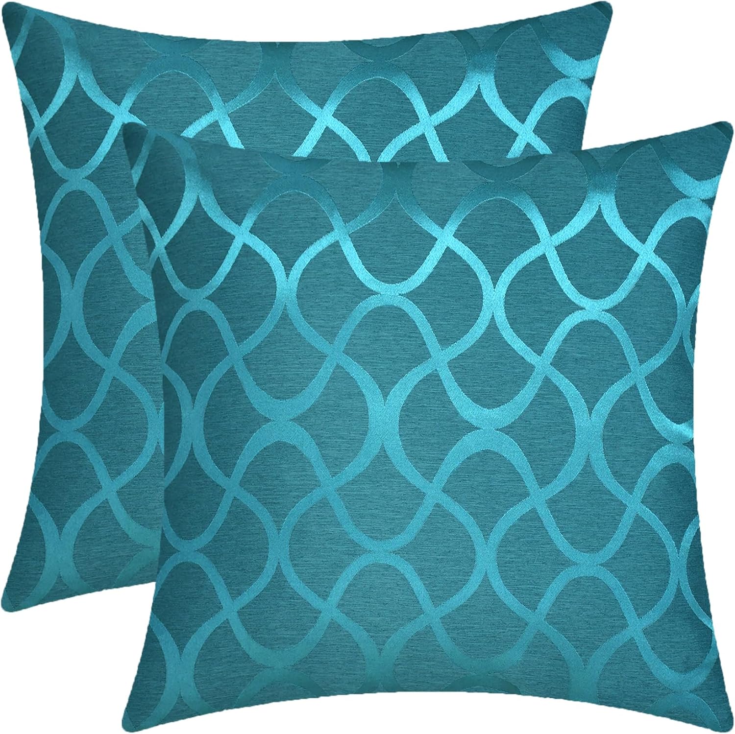 CaliTime Lot de 2 Housses de Coussin pour canapé - Moderne - Motif Triangles Abstraits Contrastants Brillant et Mat - Lignes géométriques, Gris argenté, 50 cm x 50 cm